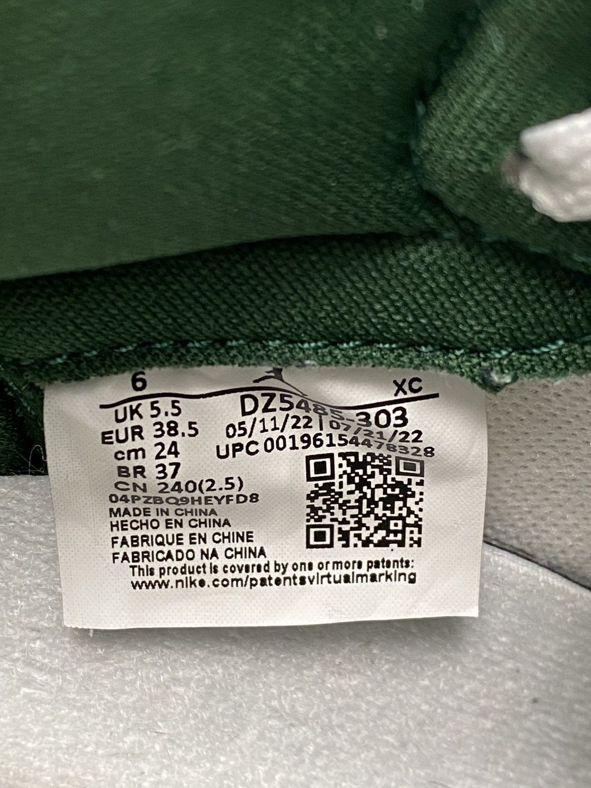 Jordan Brand Jordan 1 Metallic Green Size US 6 / EU 39 - 6 Thumbnail