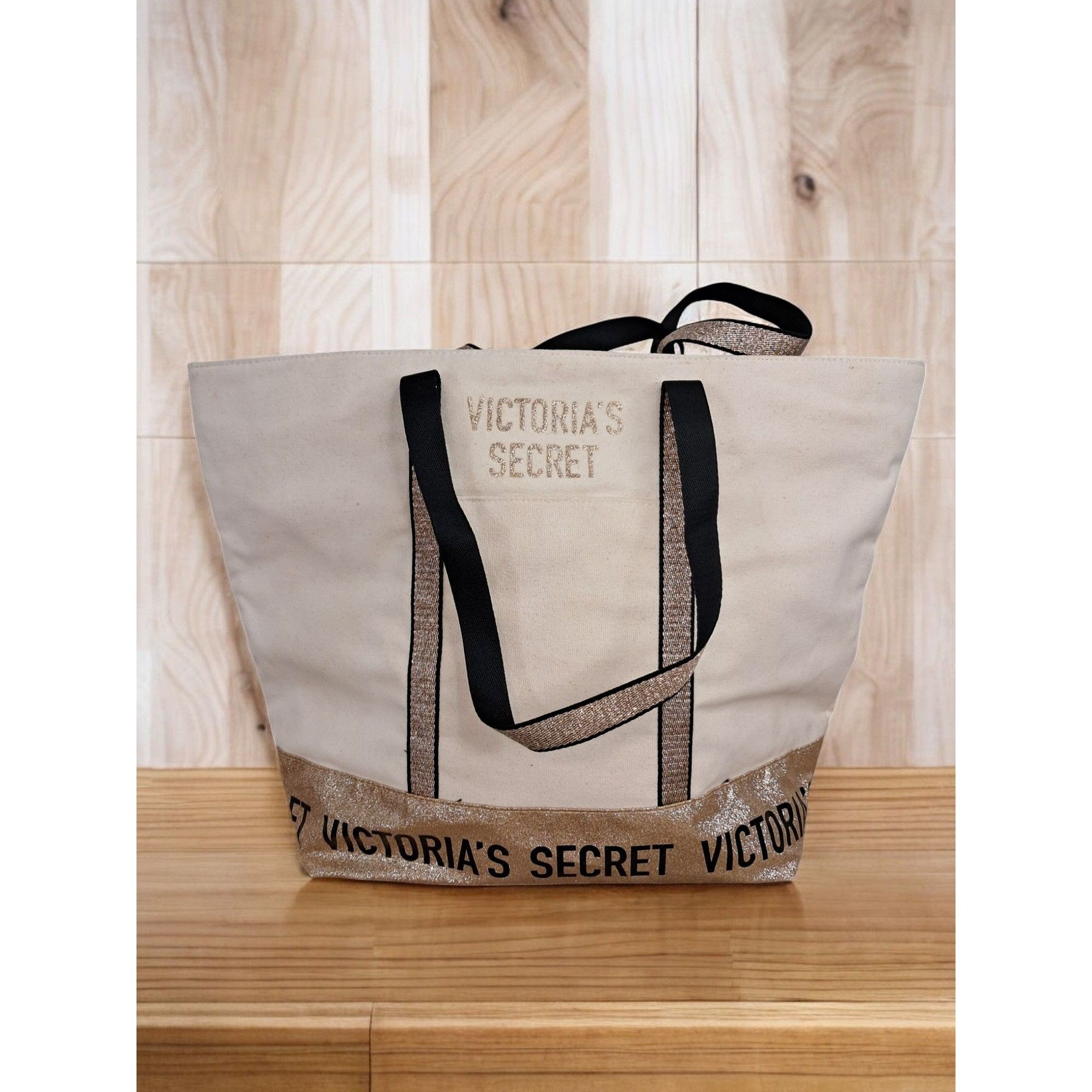Victoria's Secret Victoria's Secret Sparkle Carryall Canvas Tote with Glittery Size ONE SIZE - 1 Thumbnail