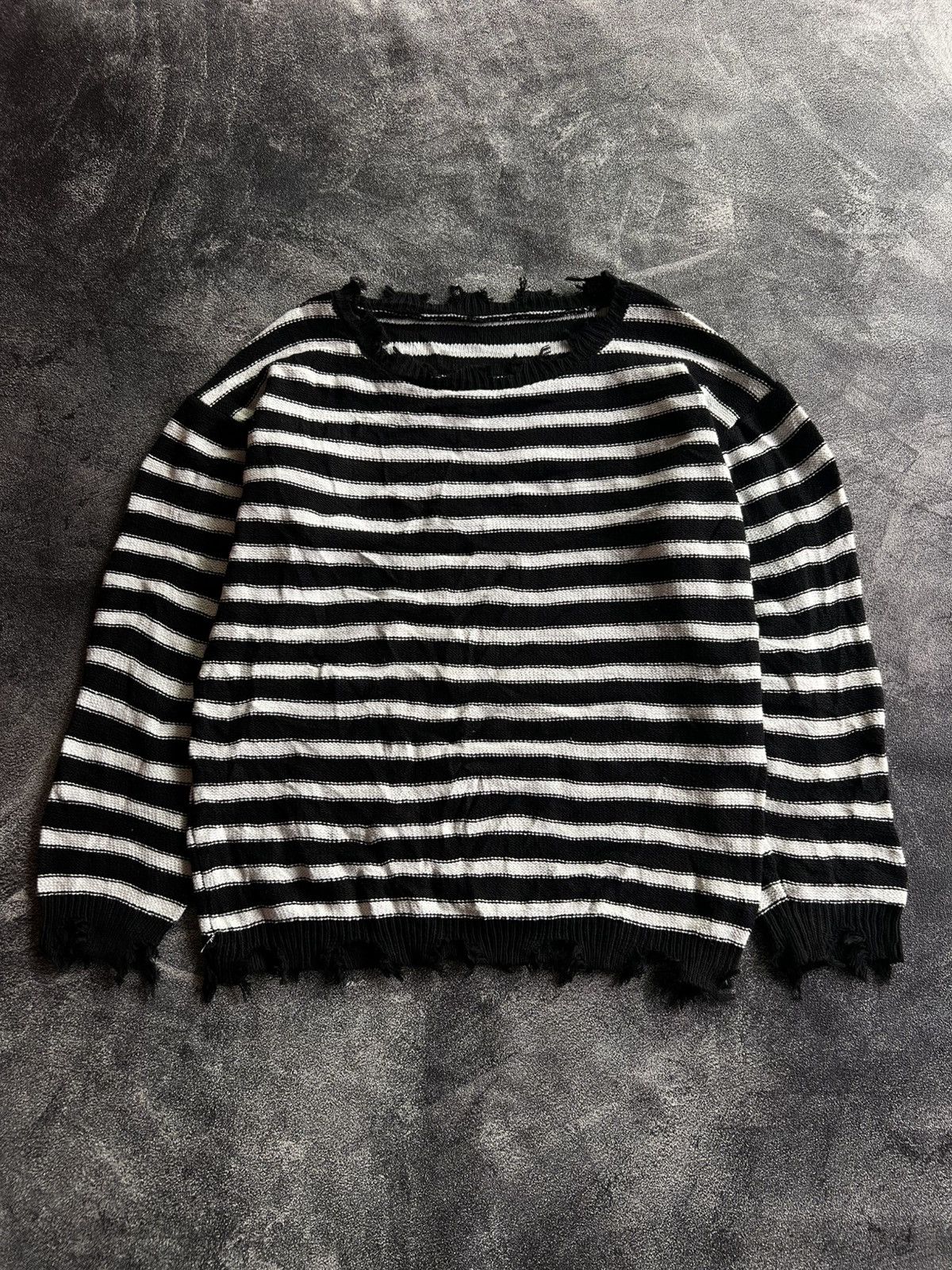 Japanese Brand Destroyed Stripes Knit Sweater Size US M / EU 48-50 / 2 - 1 Thumbnail