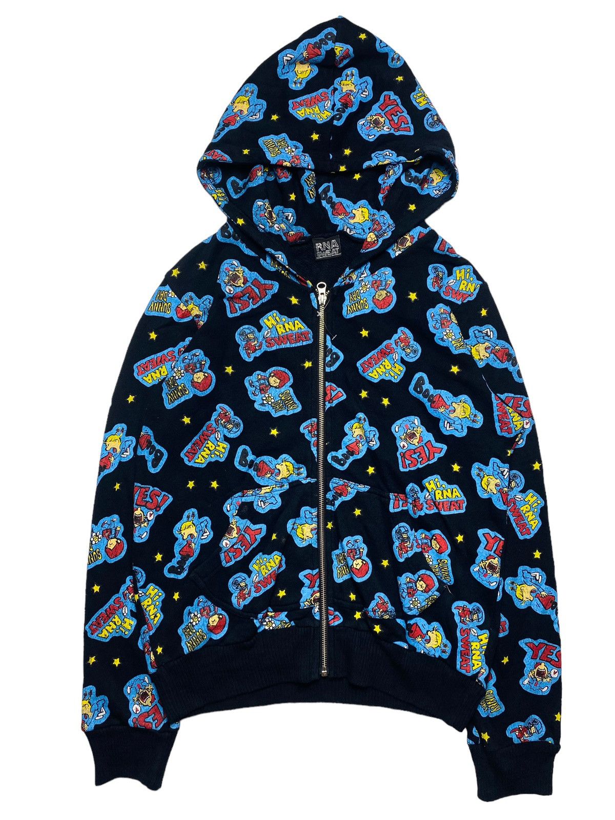 image of 2000S Rna Inc - Printed Comic Zip Hoodie in Black, Men's (Size Large)