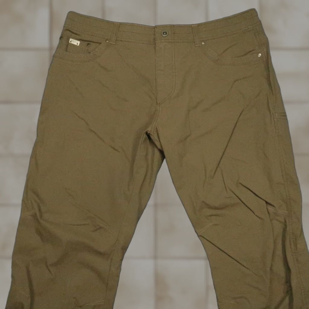 Vintage Kuhl Revolvr Pants Mens 40x32 Green Brown Vintage Patina Dye Chino Pocket 5-0rtn Stretch Regular Straight 40 Inseam Casual Travel Workwear Mens Size US 40 / EU 56 - 1 Thumbnail