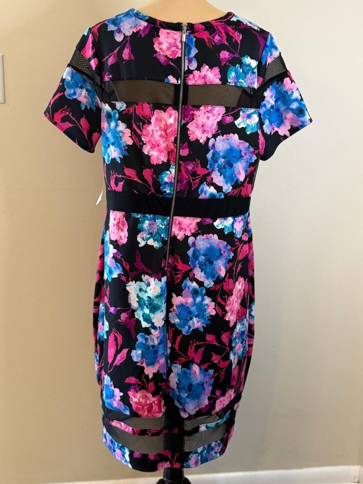 Other Boutique floral semi sheer mesh striped midi’s dress Plus 1X Size XL / US 12-14 / IT 48-50 - 4 Thumbnail