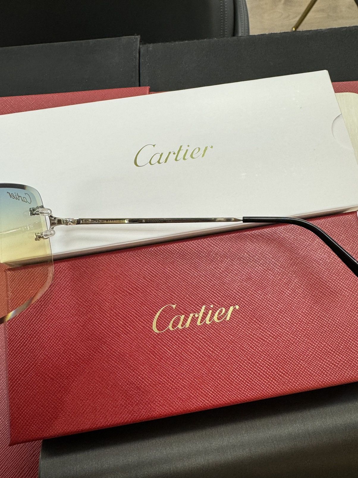 Cartier Cartier Big C Wire Platinum Sunglasses Diamond Cut Lenses Size ONE SIZE - 3 Thumbnail