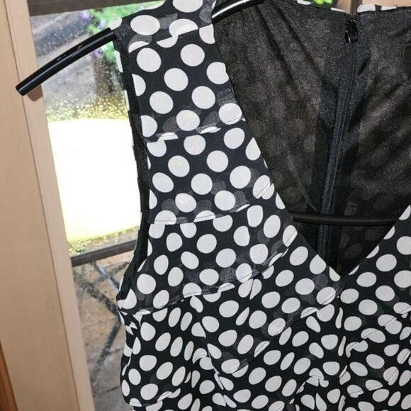 Adrianna Papell Adrianna Papell Black Polka Dots Uniquely Made Sleeve(s) Lin Size M / US 6-8 / IT 42-44 - 5 Thumbnail