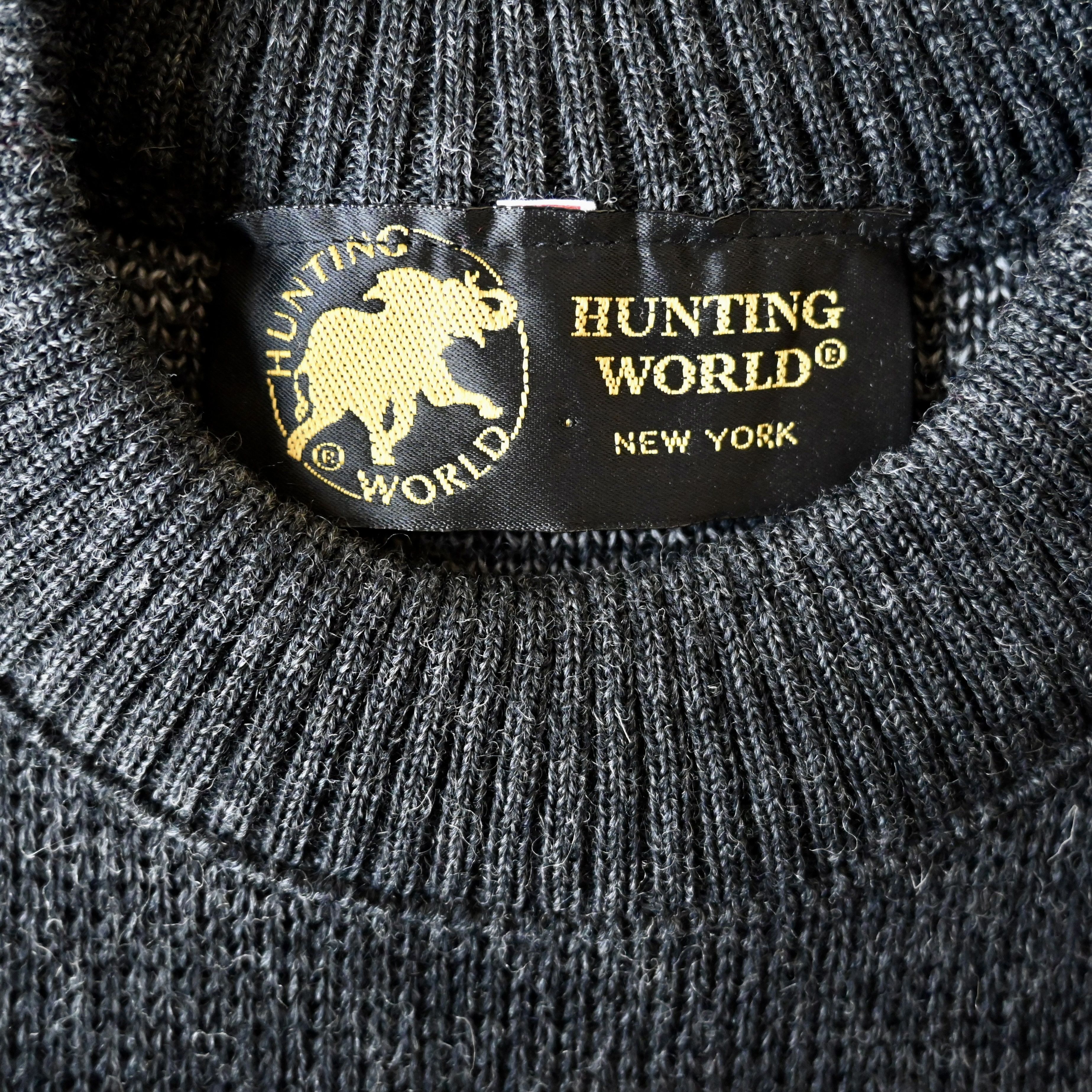 Vintage VTG 1990s HUNTING WORLD iconic logo knit sweater, made in UK Size US M / EU 48-50 / 2 - 9 Thumbnail