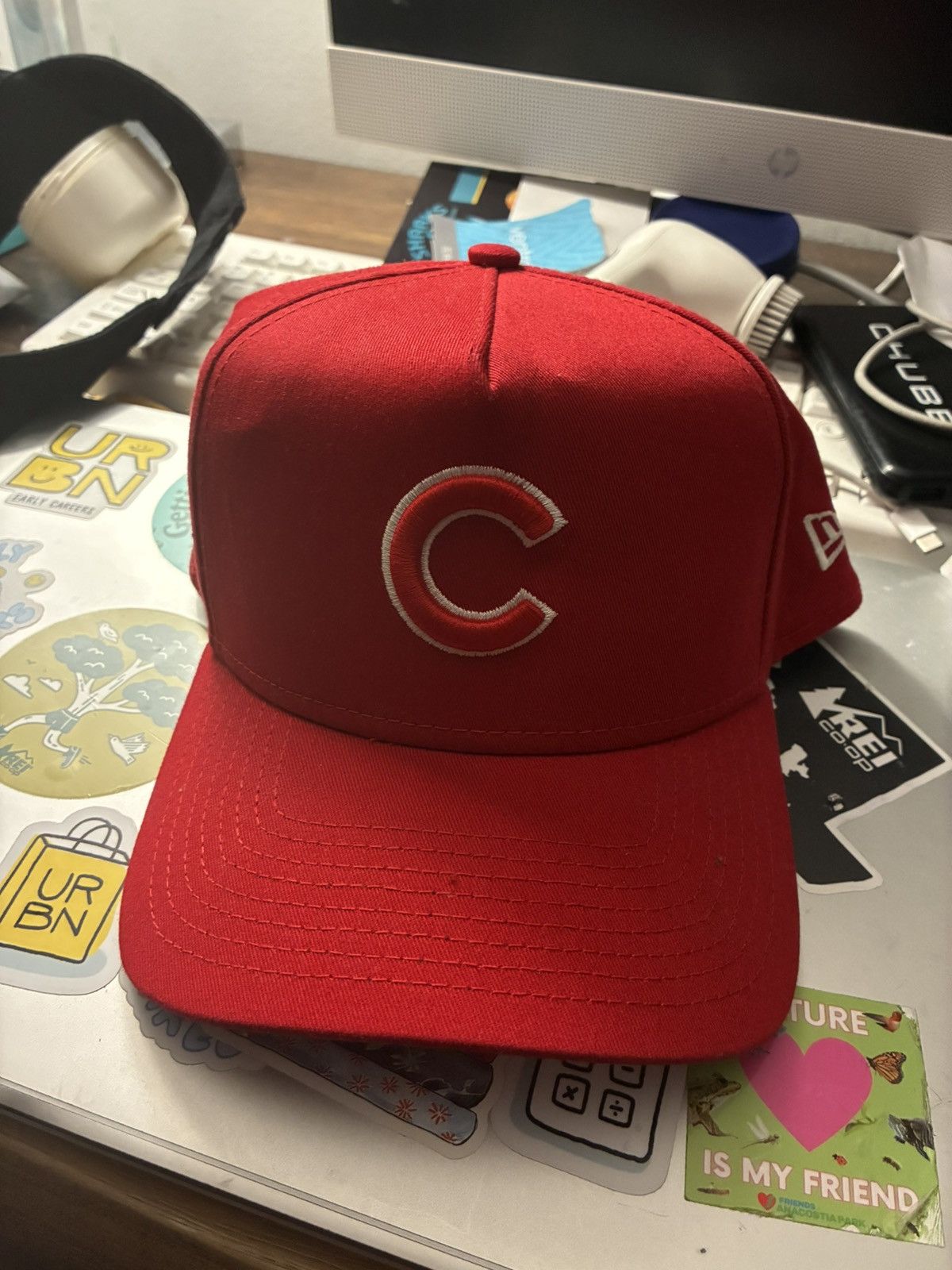 MLB Men's Chicago Cubs New Era Red Logo Adjustable Hat Size ONE SIZE - 1 Thumbnail