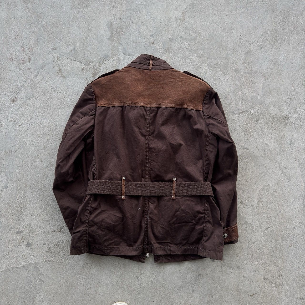 Hugo Boss HUGO BOSS Brown Mixed Suede Field Jacket Belted Pocket Size US M / EU 48-50 / 2 - 3 Thumbnail