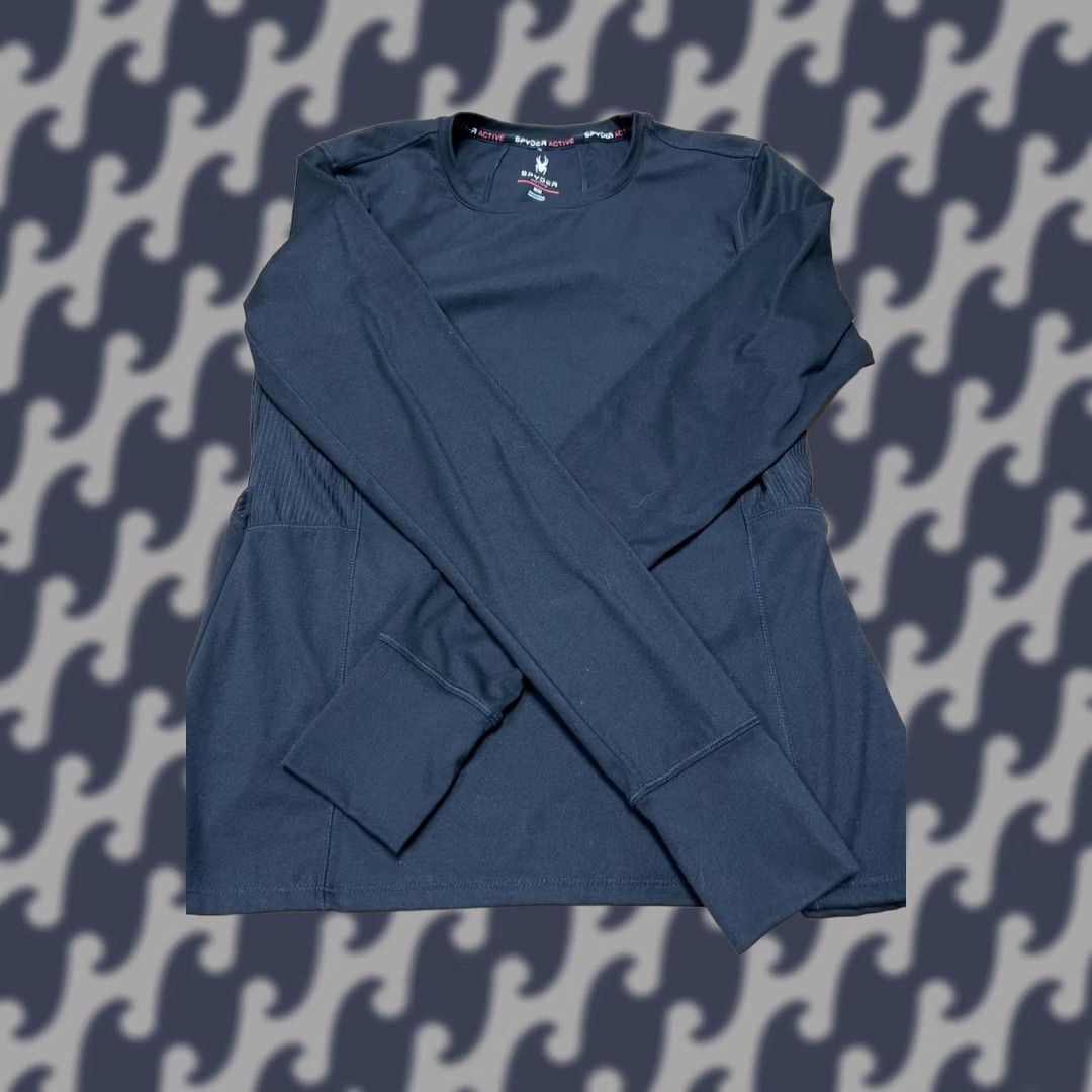 Spyder VINTAGE Spyder Active Men's Long Sleeve Shirt Black Medium Stretch Crew Neck Pullover Moisture Wicking Reflective Logo Blazer? Size US M / EU 48-50 / 2 - 1 Thumbnail