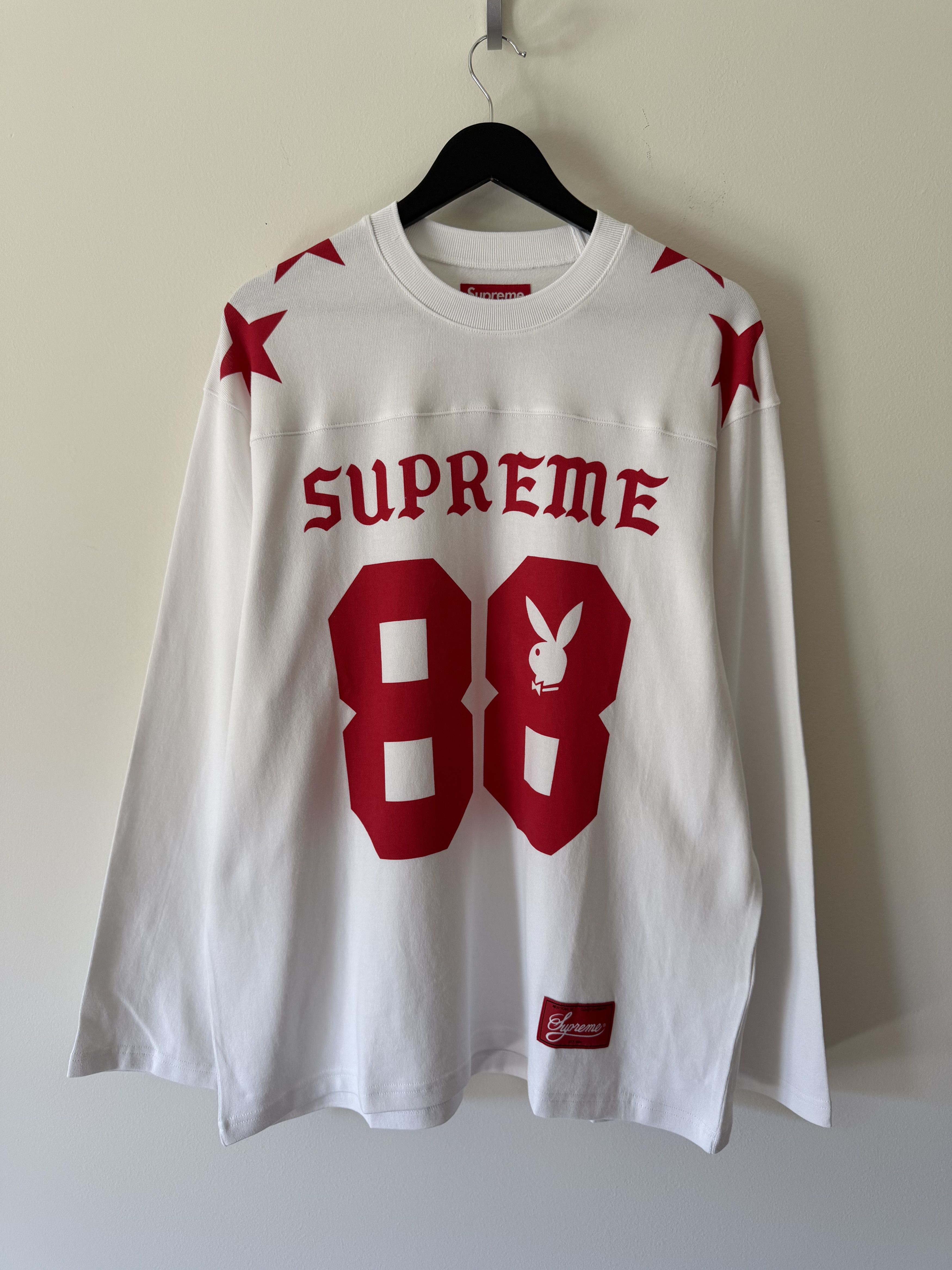 Supreme Supreme 99 L/S Football Top FTP Large White Blue | Grailed