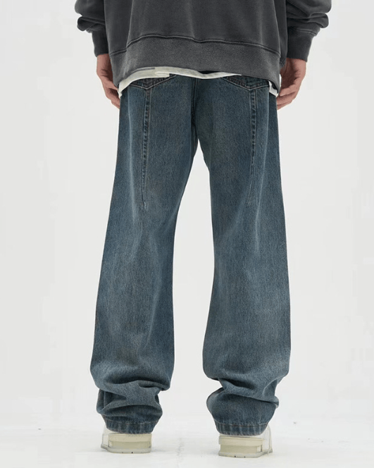 Japanese Brand × Jean Washed distressed straight loose blue jeans for men Size US 32 / EU 48 - 4 Thumbnail