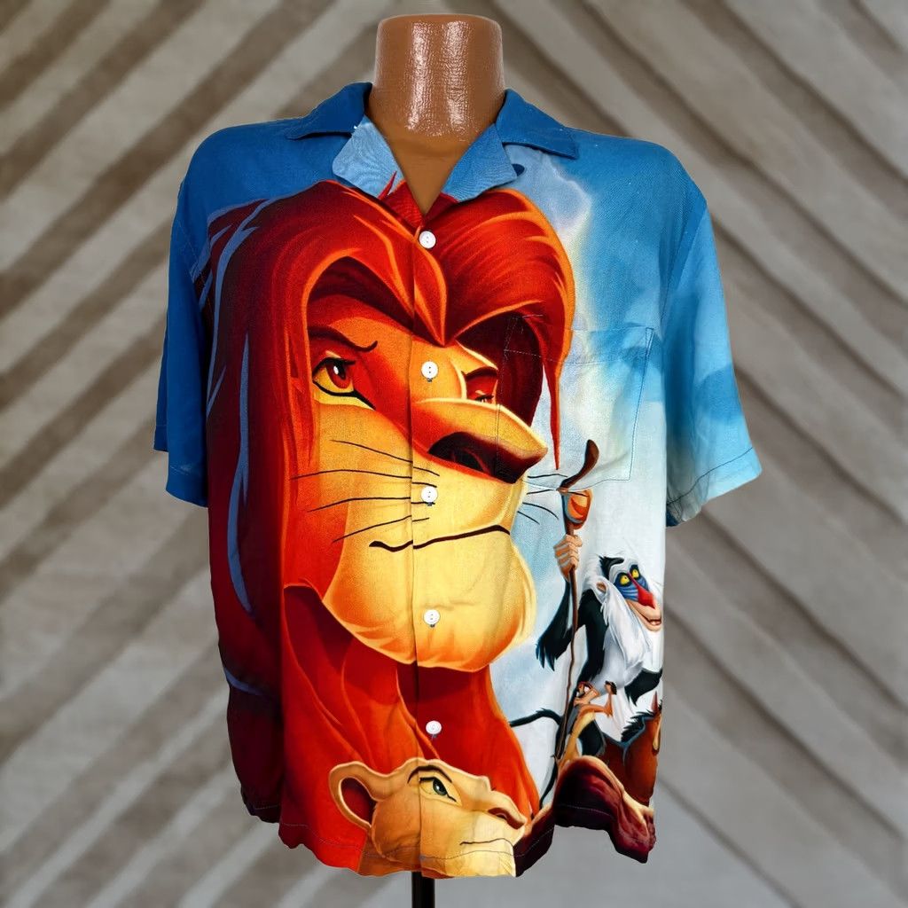 Disney VINTAGE Disney Lion King Shirt Medium Simba Mufasa Rafiki All Over Print AOP Rayon Men M Size US M / EU 48-50 / 2 - 1 Thumbnail
