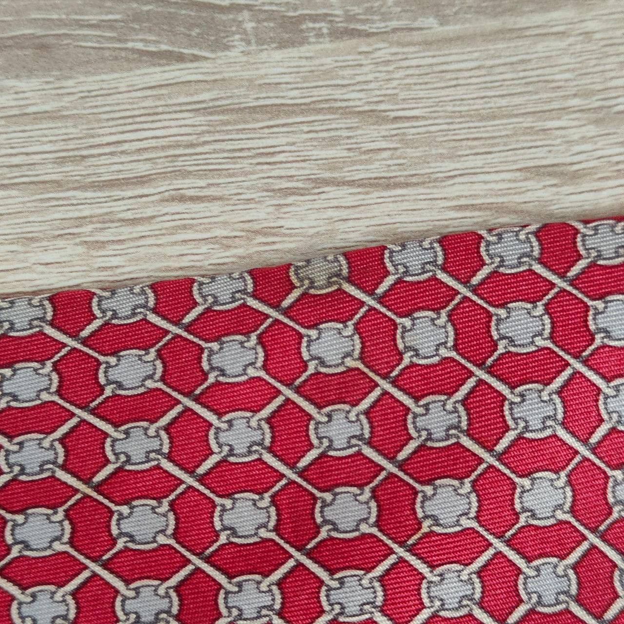 Hermes Hermes Paris Silk Tie 990 SA Geometry Red Size ONE SIZE - 5 Thumbnail