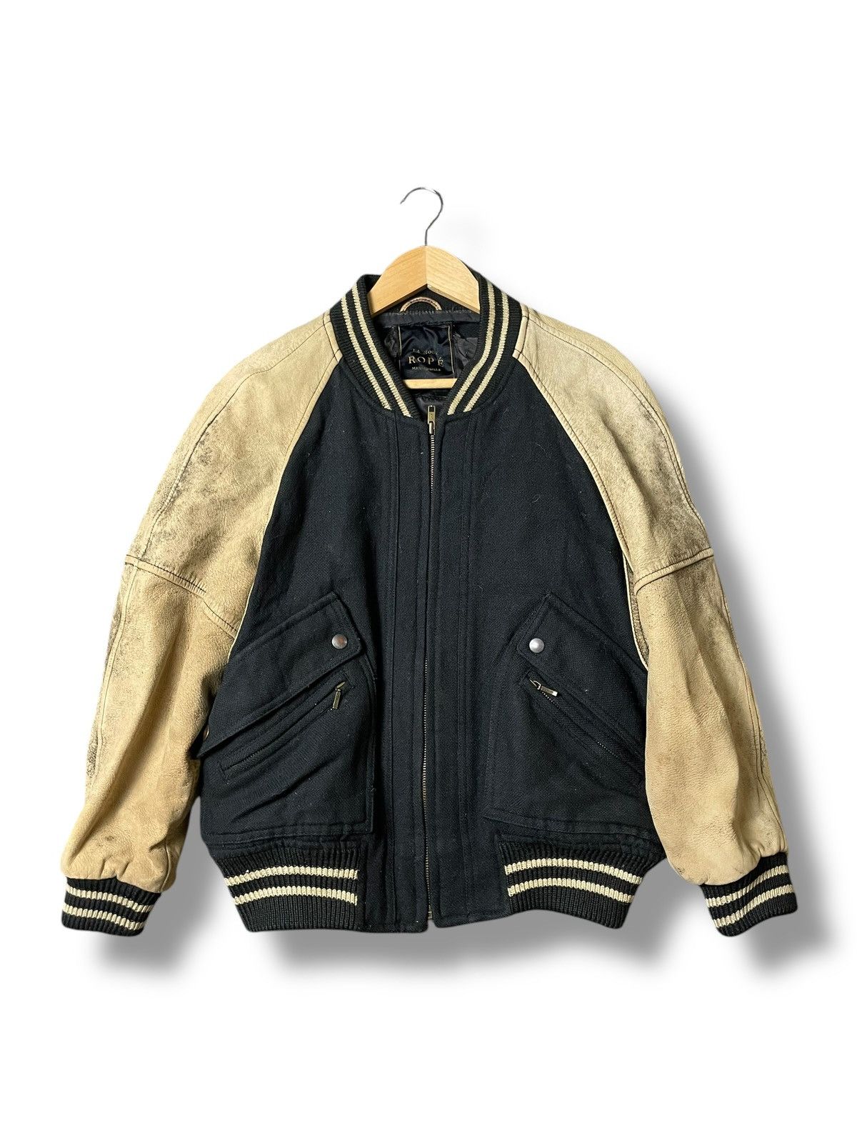Japanese Brand × Vintage La Mode ROPÉ Leather Varsity Jacket (98) Size US XS / EU 42 / 0 - 1 Thumbnail