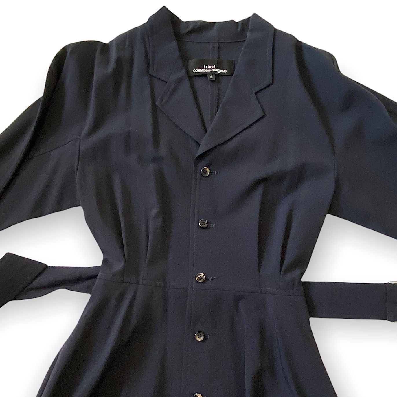 Comme des Garcons Comme des Garçons Tricot AD1991 Navy Wool Belted Midi Dress Size S / US 4 / IT 40 - 14 Thumbnail
