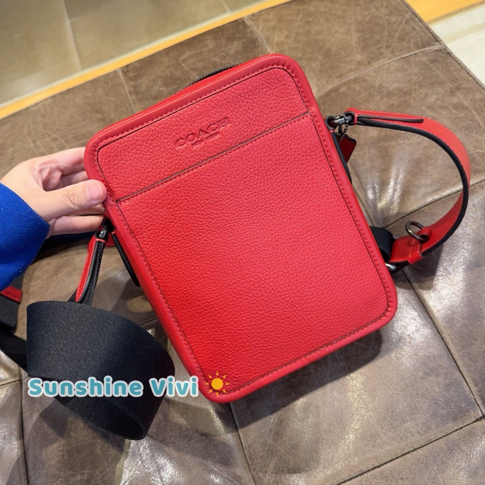 Coach NWT Coach Men Sullivan Crossbody Bag Leather CAT81 Bold Red Size ONE SIZE - 6 Thumbnail