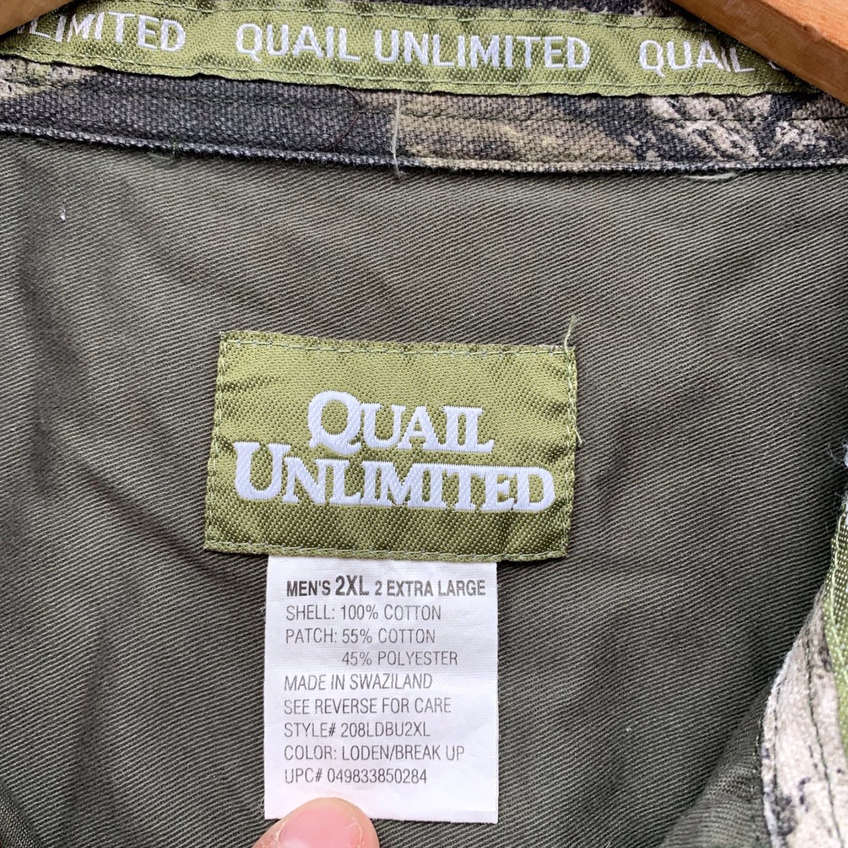 Vintage Quail Unlimited Hunting Button Shirt Mens 2XL Green Camo Long Sleeve Canvas Shirt Size US XXL / EU 58 / 5 - 3 Thumbnail
