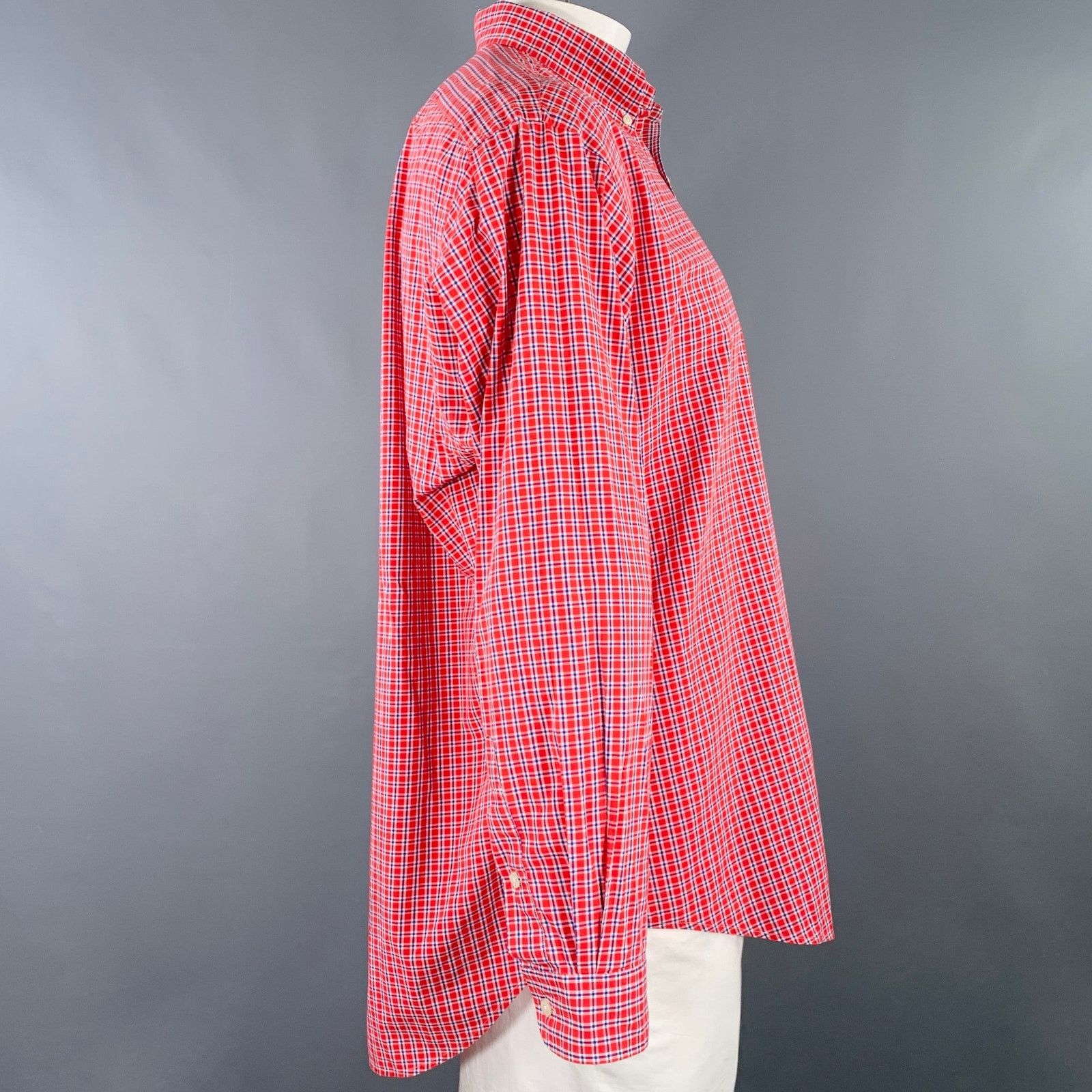 Ralph Lauren Red Blue Window Pane Cotton Button Down Long Sleeve Shirt Size US L / EU 52-54 / 3 - 2 Thumbnail