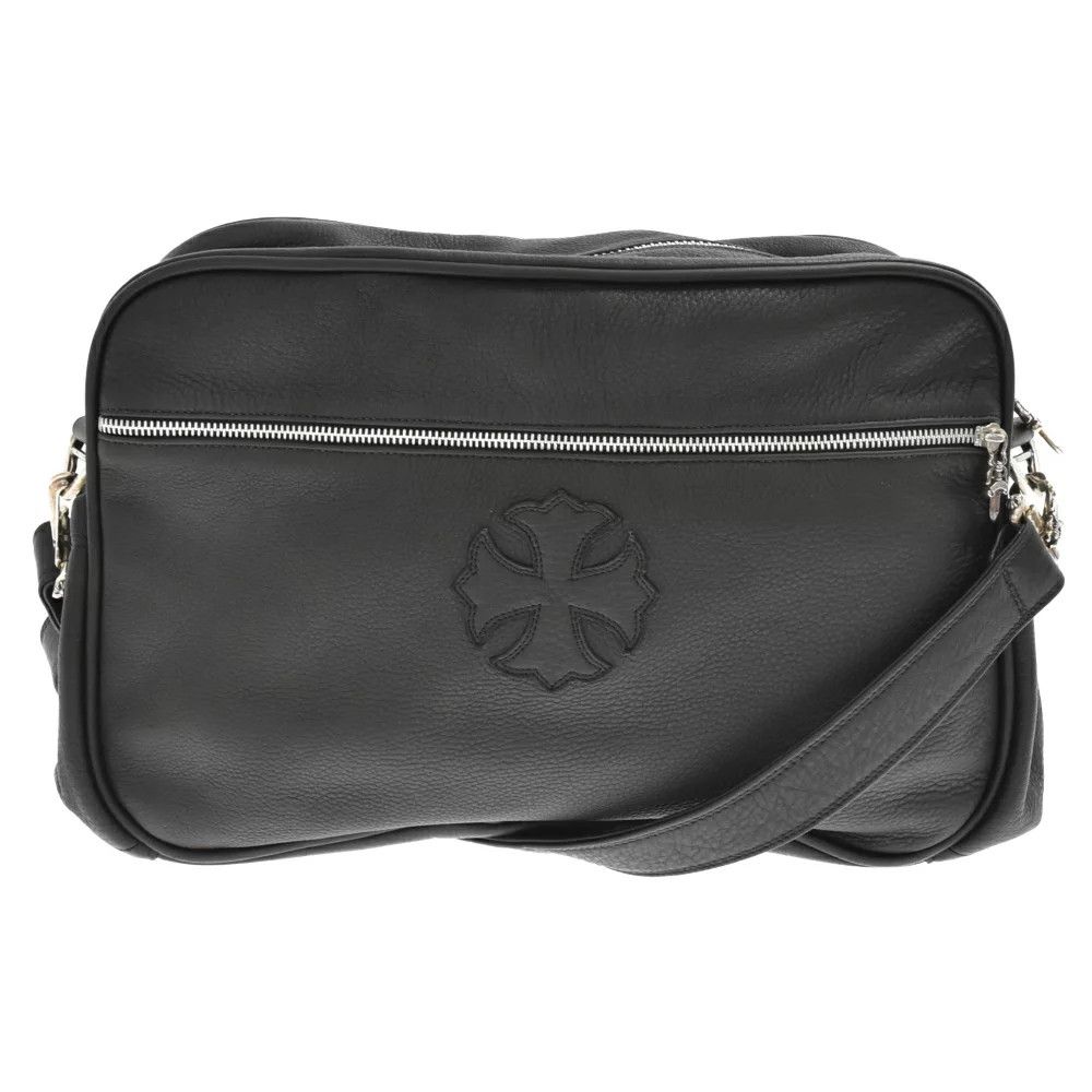 image of Chrome Hearts Plus Patch Leather Crossbody in Black, Women's