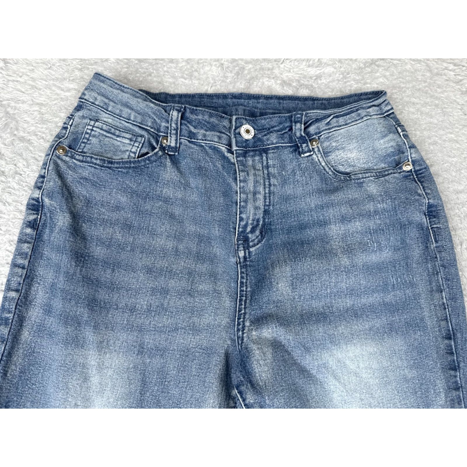Denime Jeans Womens 8 Blue Denim Stretch Mid Rise Bootcut Flare Leg Casual Pants 26x31 Size 30" / US 8 / IT 44 - 4 Thumbnail