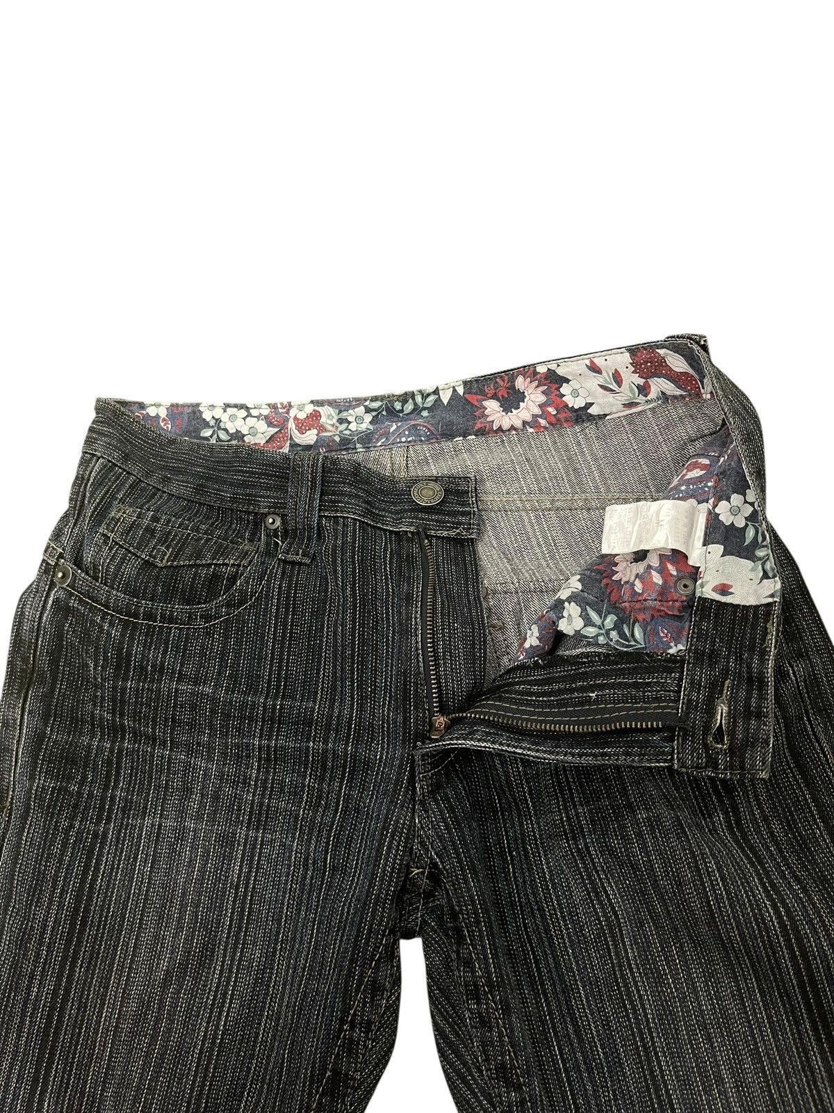 Japanese Brand Flare Jeans Ikka Pinstriped Denim Boot Cut 2🟦2 Size US 31 - 17 Thumbnail