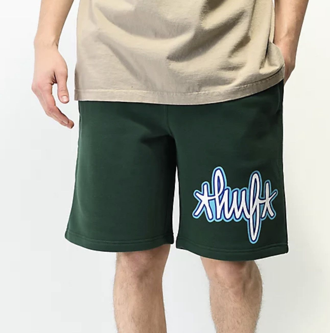 Designer × Huf ‼️ HUF Landmark Heavy Fleece Shorts Green XXL Size 2XL ‼️ Size US 38 / EU 54 - 1 Thumbnail