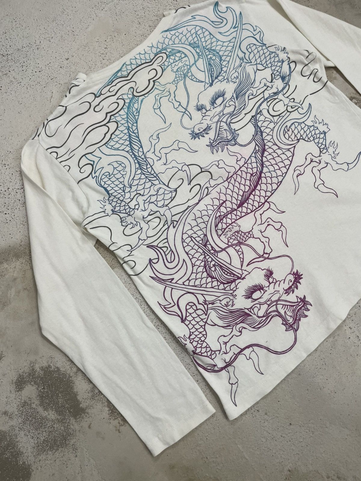 Japanese Brand Cream Space Opera Yakuza Dragon Motive Color Print Defect Size US XL / EU 56 / 4 - 10 Thumbnail