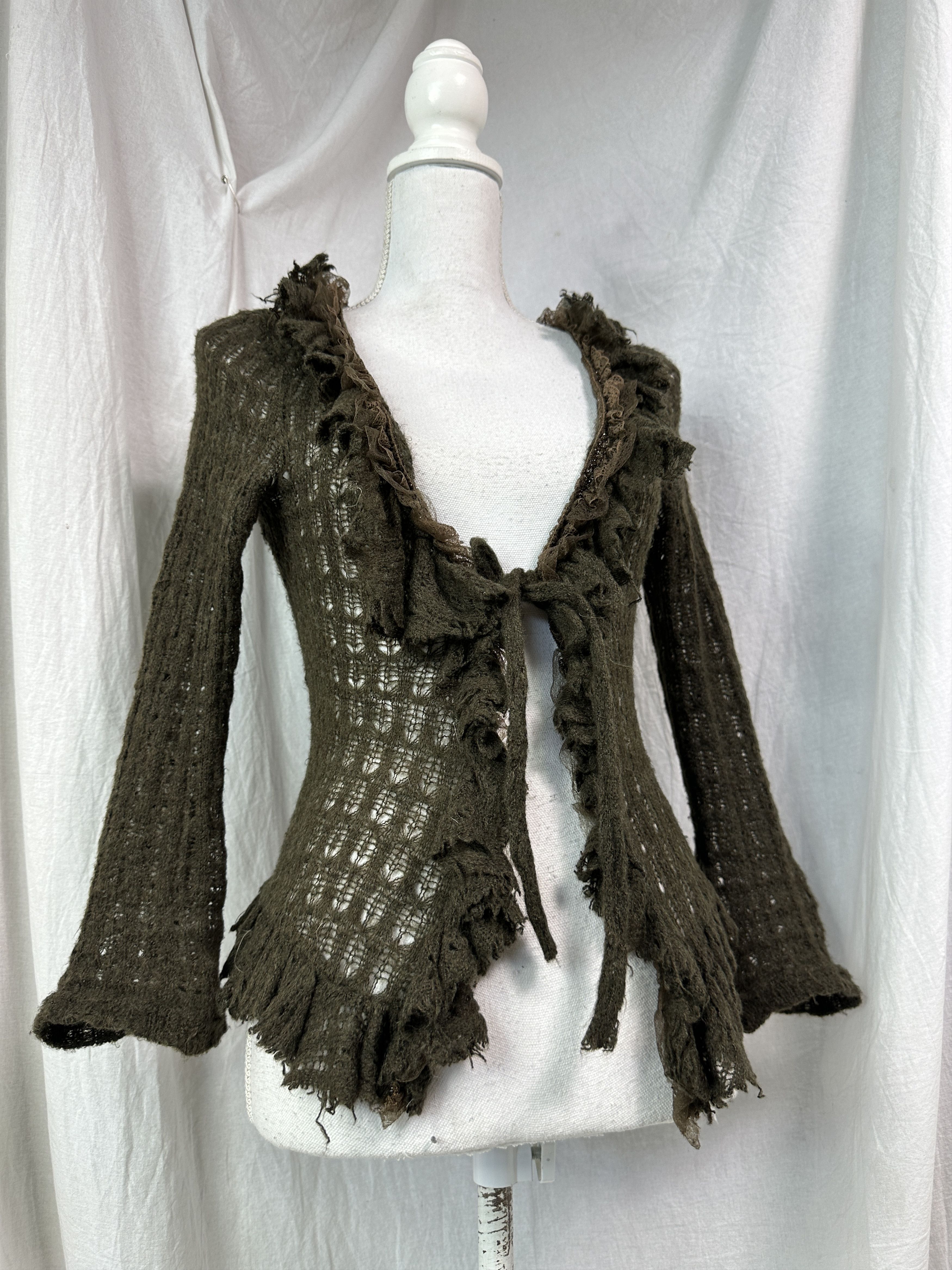 Vintage Vintage Avant Garde Mohair Crochet Cardigan Y2K Size M / US 6-8 / IT 42-44 - 1 Thumbnail