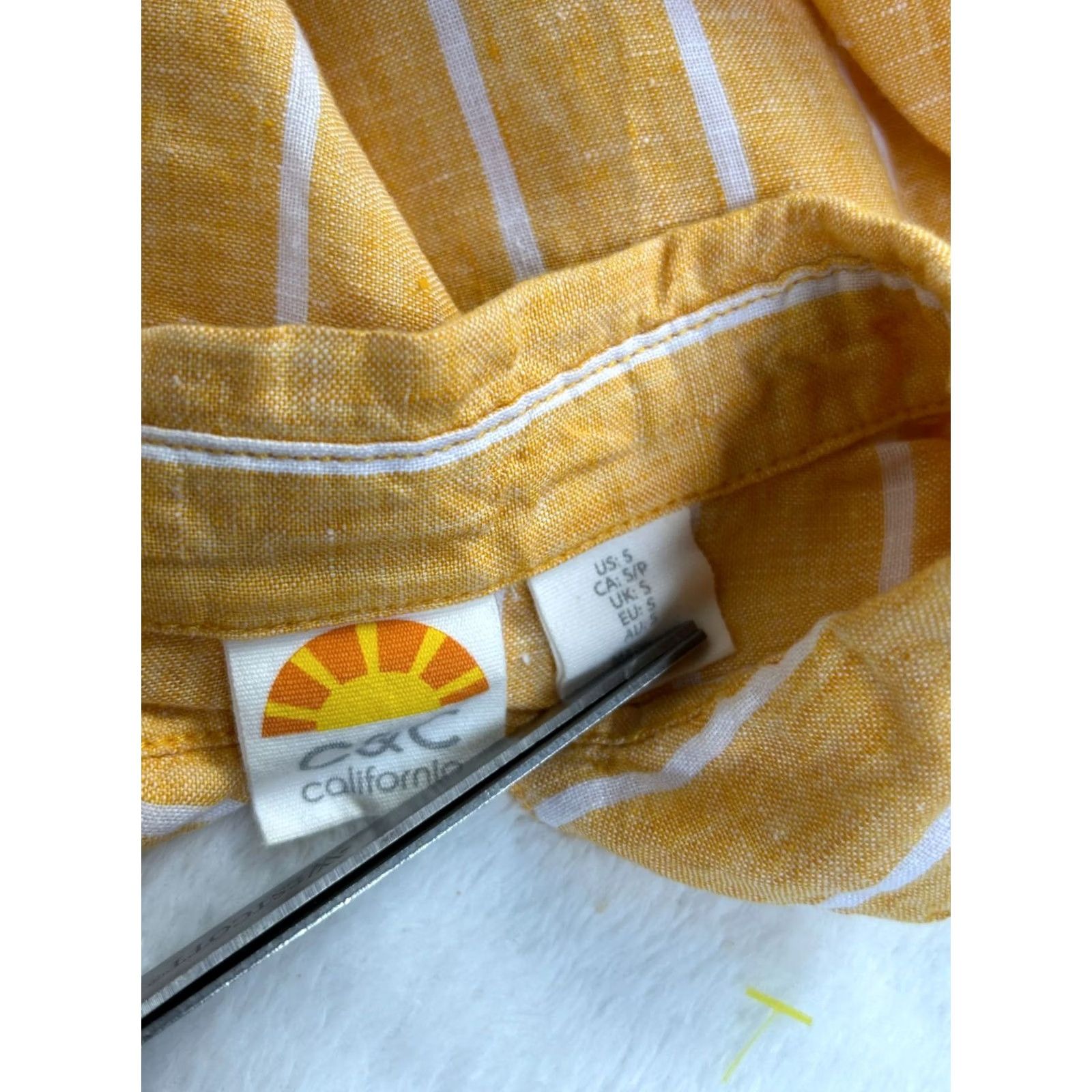 Vintage C&C California Womens Yellow White Striped Linen Button-Up Shirt Top Small NWOT Size S / US 4 / IT 40 - 4 Thumbnail