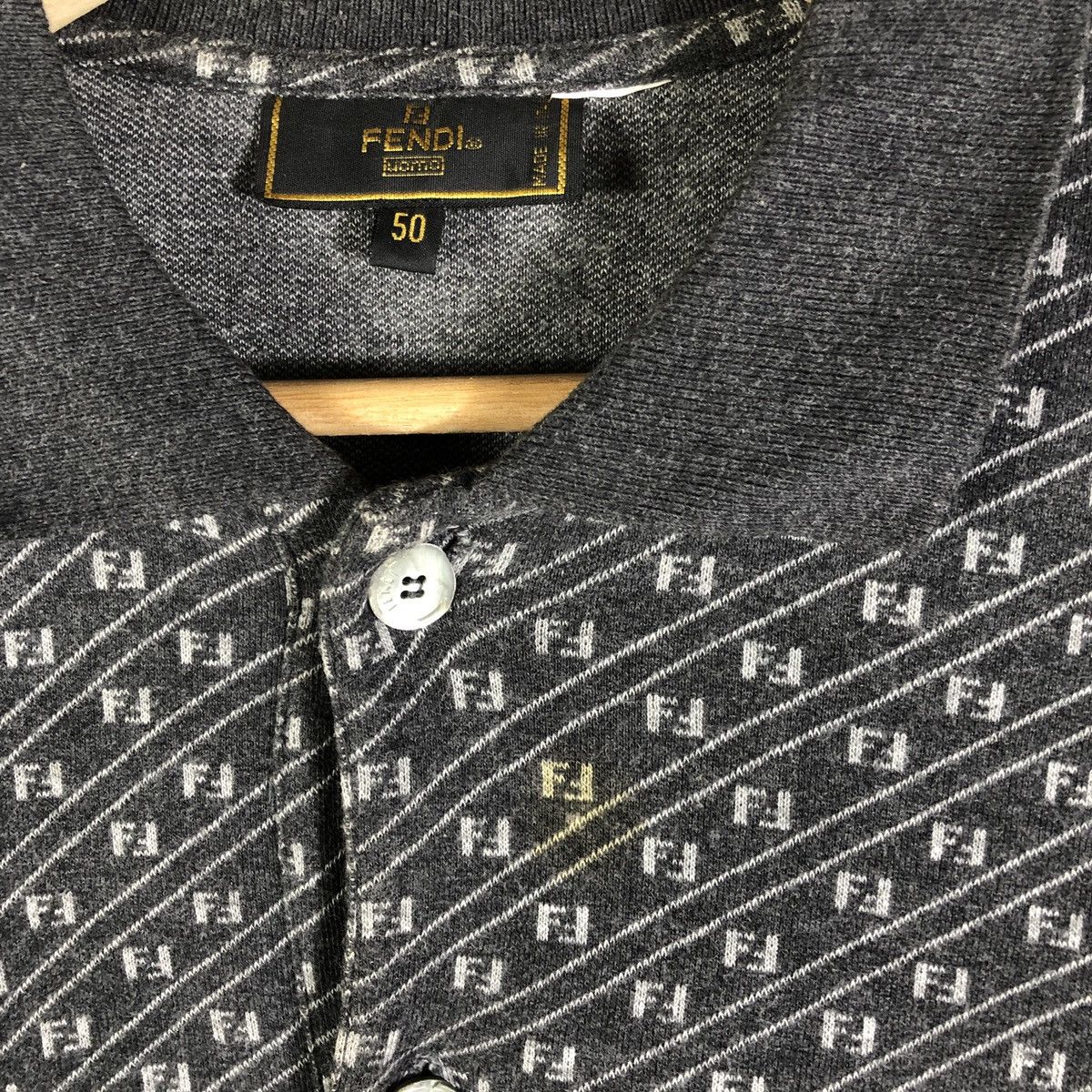 Fendi × Vintage Vintage Fendi FF Monogram Polo Long-sleeves Tshirt Size US L / EU 52-54 / 3 - 4 Thumbnail