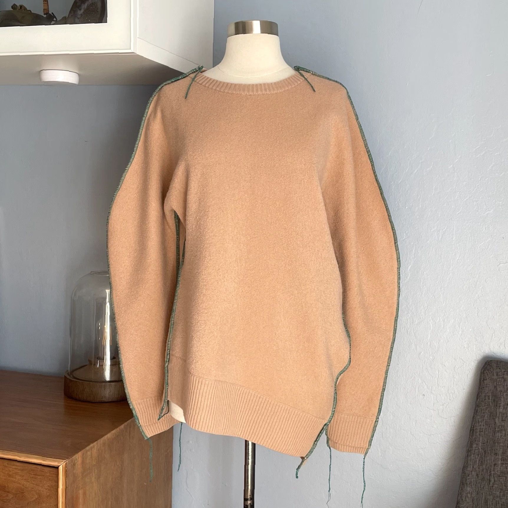 Vintage JNBY Sweater Women 100% Merino Wool Asymmetrical Tan Camel Size M Beige Pullover Wool Womens 100% Merino Wool Size M / US 6-8 / IT 42-44 - 2 Thumbnail