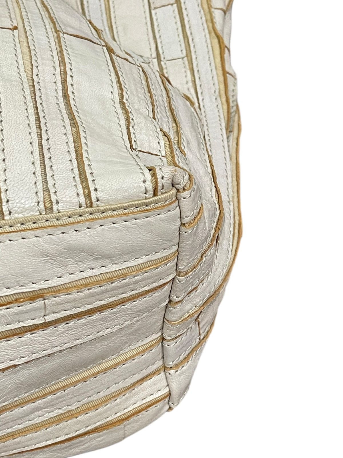 Genuine Leather Leather Patchwork Striped Trideep Tote Shoulder Bag 1🟩5 Size ONE SIZE - 16 Thumbnail