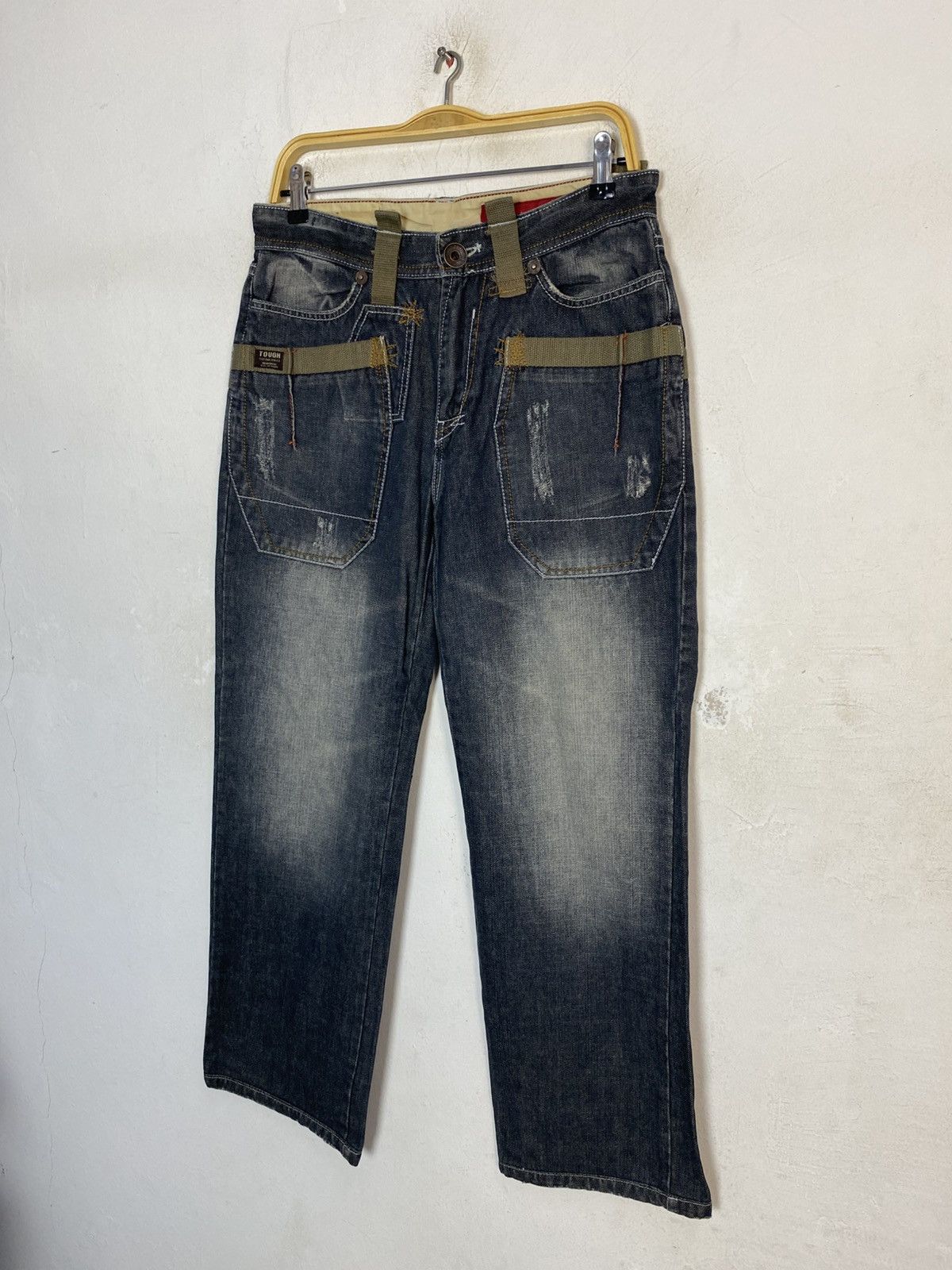 Other Y2k Tough Jeansmith Tactical Denim Green Straps Size 30 31 Size US 31 - 4 Thumbnail