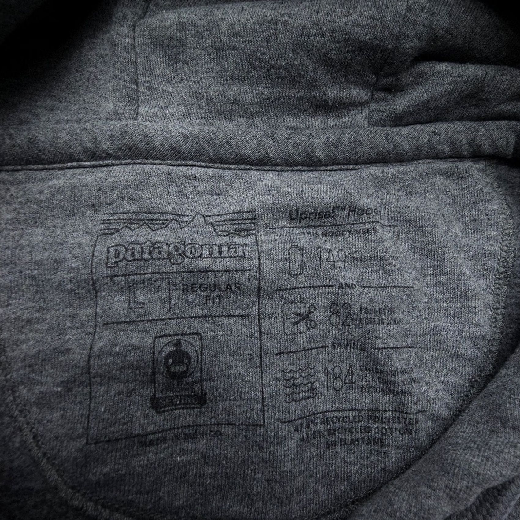 Patagonia Patagonia Hoodie Womens Large Gray Logo, P-6 Uprisal, Pullover, Fleece, Hooded, Solid, Outdoor, Hiking, Walking, Vintage N/A Size L / US 10 / IT 46 - 7 Thumbnail