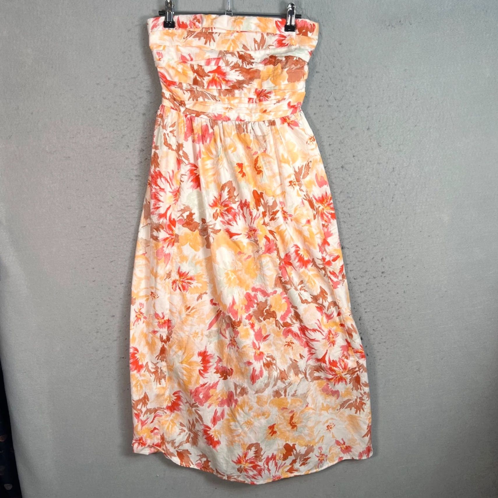 Abercrombie & Fitch Abercrombie & Fitch Womens Size Small Strapless Floral Maxi Dress Orange/White Size S / US 4 / IT 40 - 2 Thumbnail