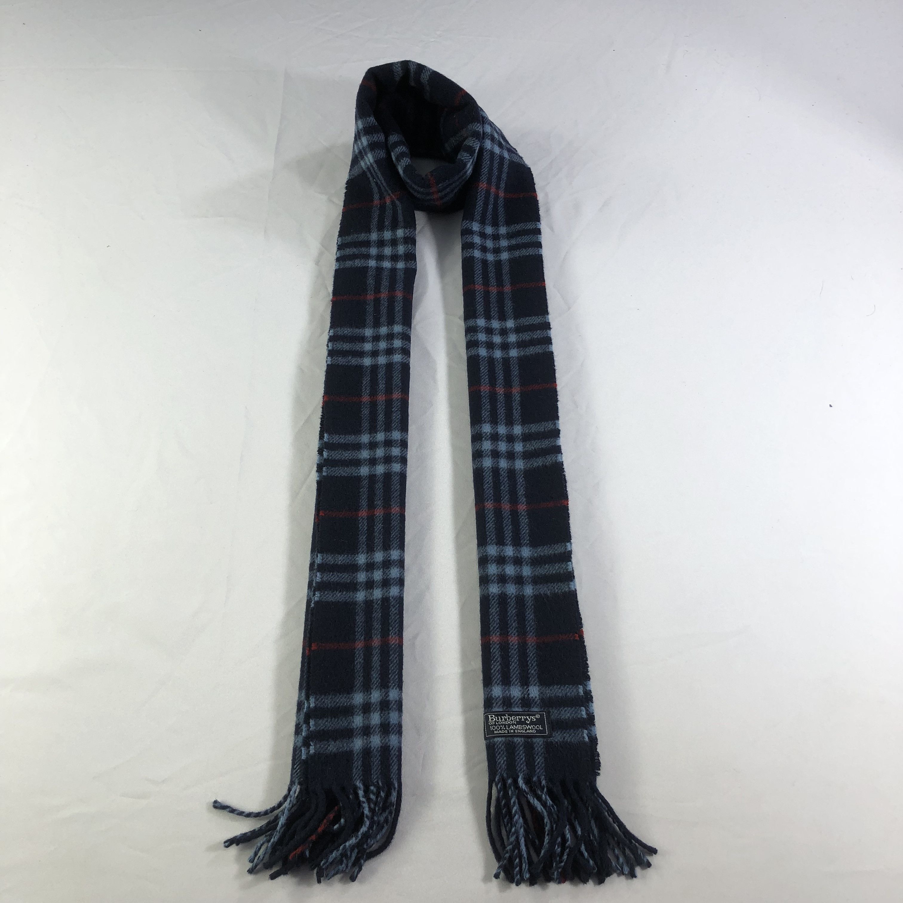 Burberry Burberrys Blue Nova Check Wool Scarf Muffler V1464 Size ONE SIZE - 1 Thumbnail