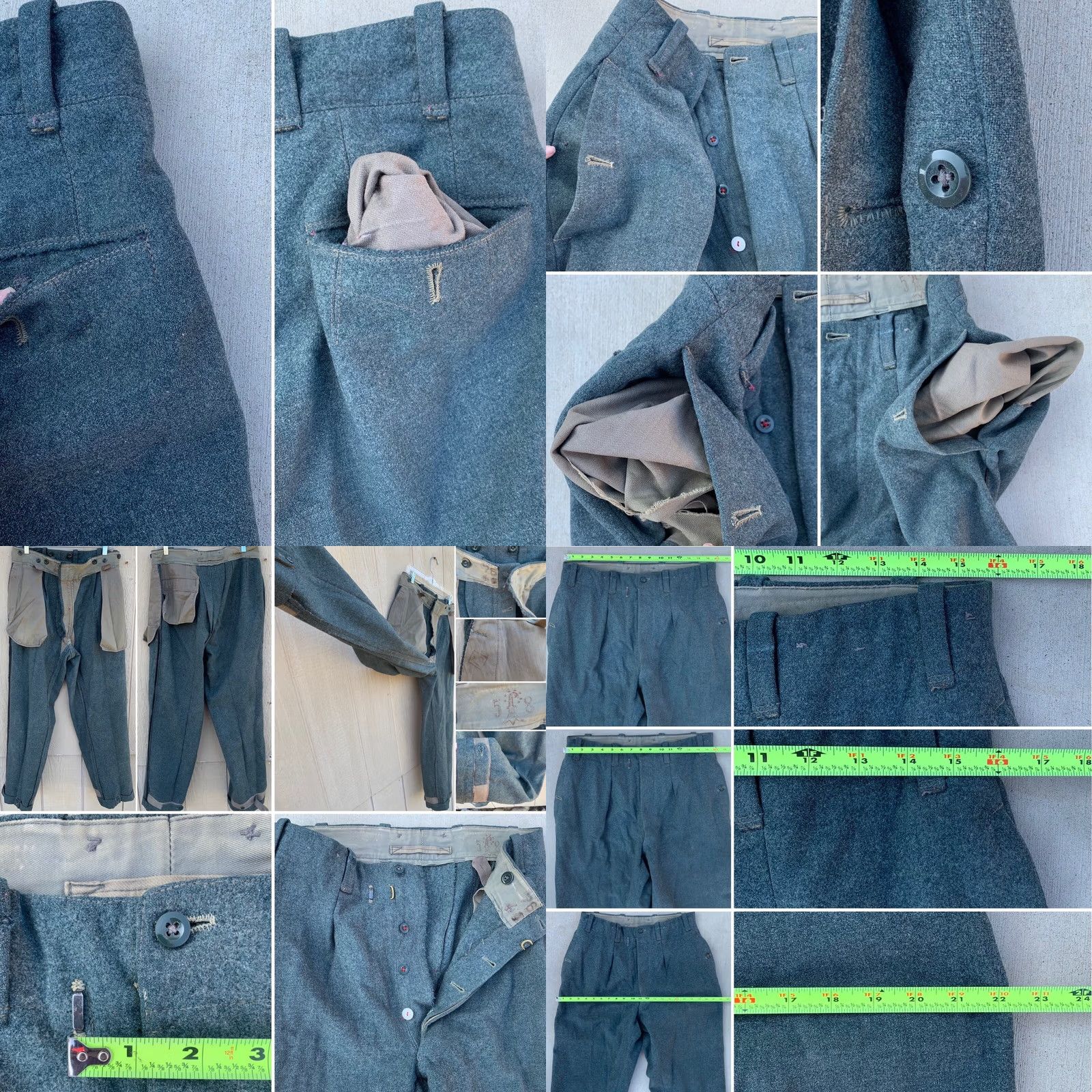 Vintage Vintage Wool Military Pants Trousers Button Fly 33 in waist 30 in inseam Green Military/Workwear Mens Size US 33 - 8 Thumbnail