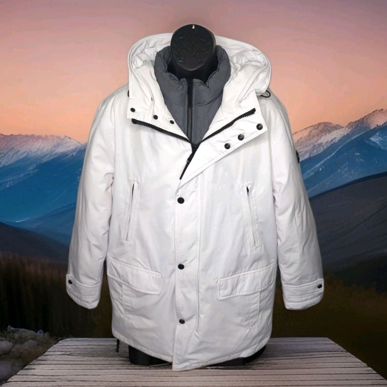 Michael Kors Michael Kors Men's Hooded Bib Snorkel Parka Jacket White Large Size US L / EU 52-54 / 3 - 7 Thumbnail