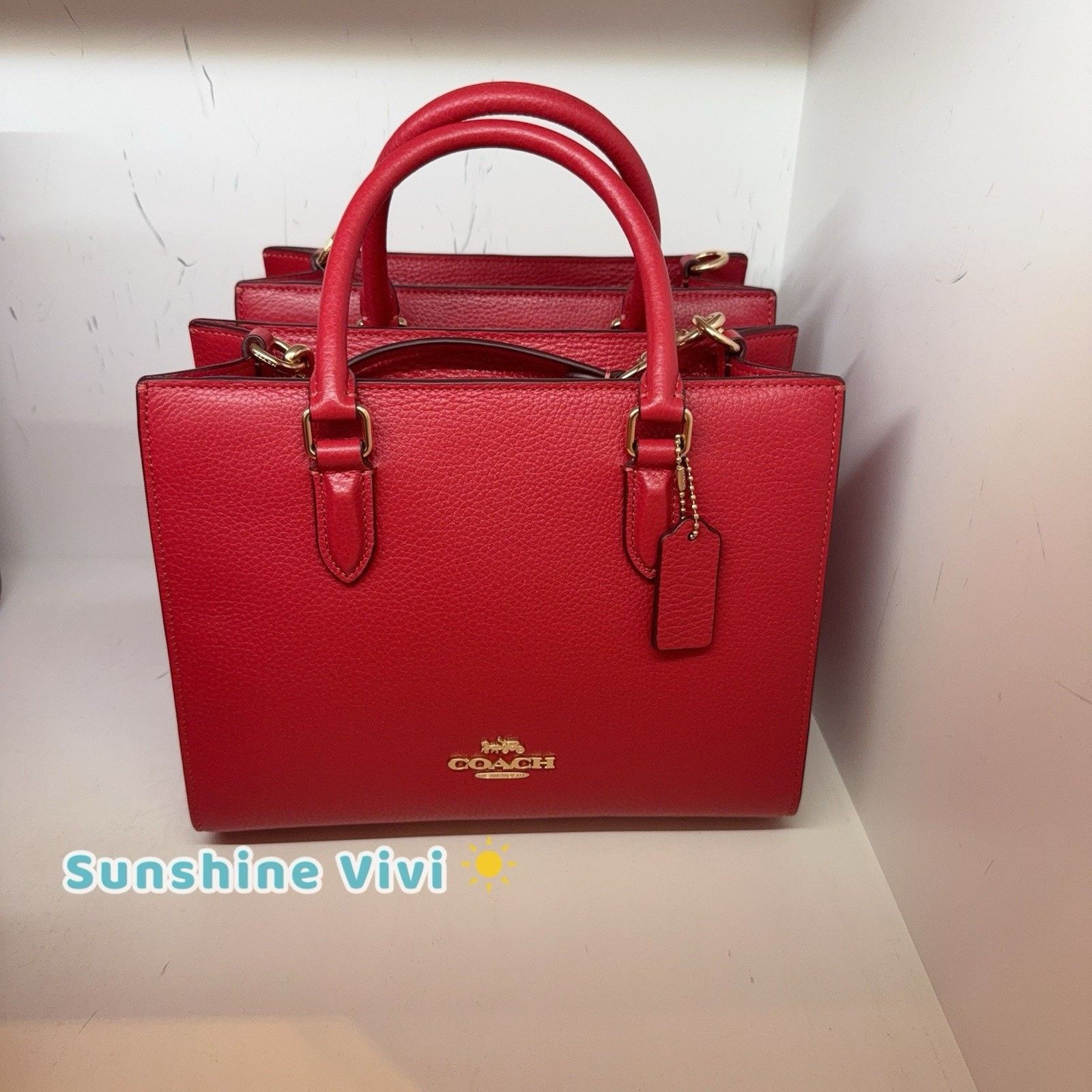 Coach NWT Coach Maggie Small Tote Bag CY668 Gold/True Red Size ONE SIZE - 1 Thumbnail