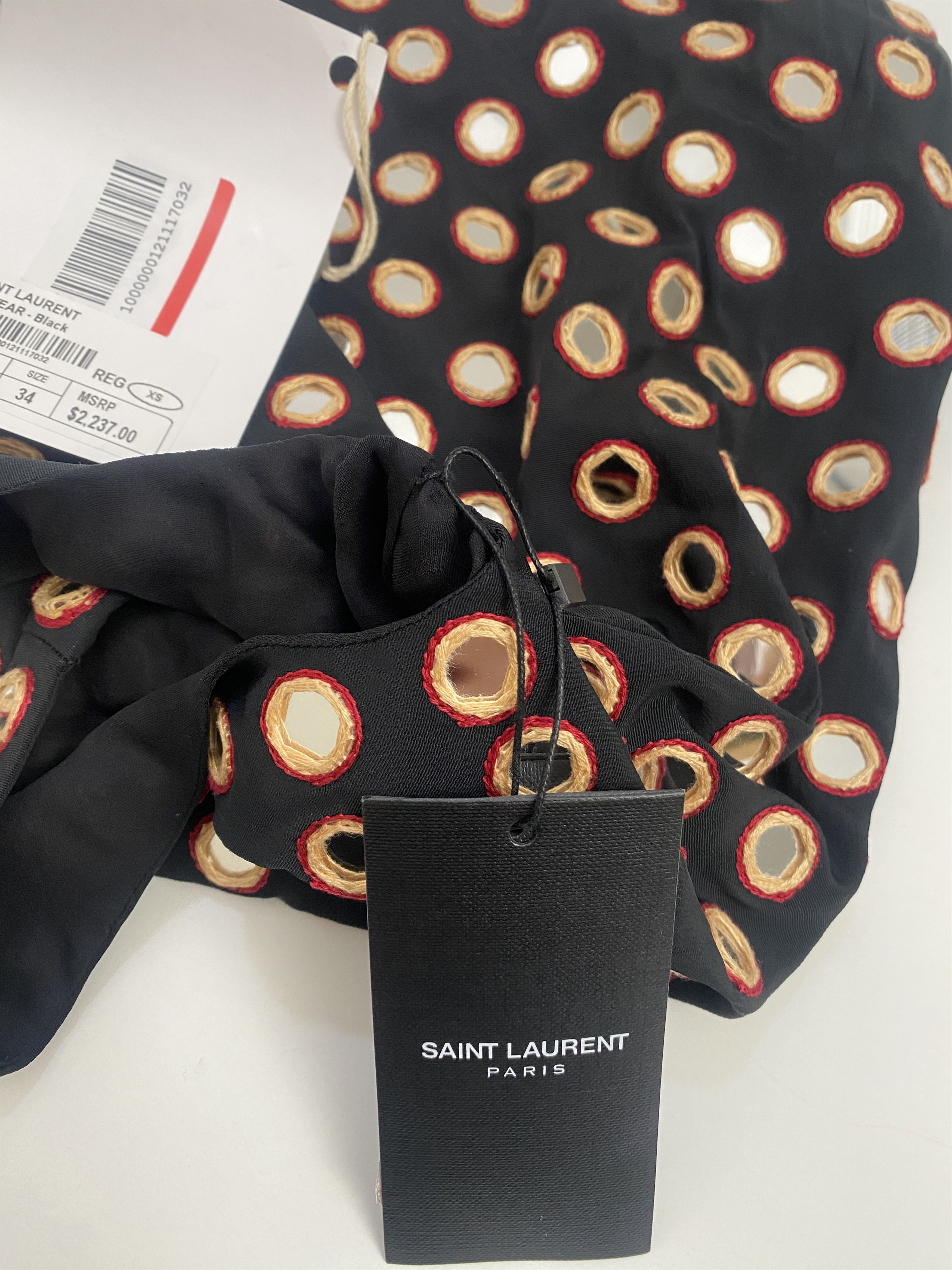 Saint Laurent Paris Embellished Black Mirror Top Size XXS / US 00 / IT 34 - 3 Thumbnail