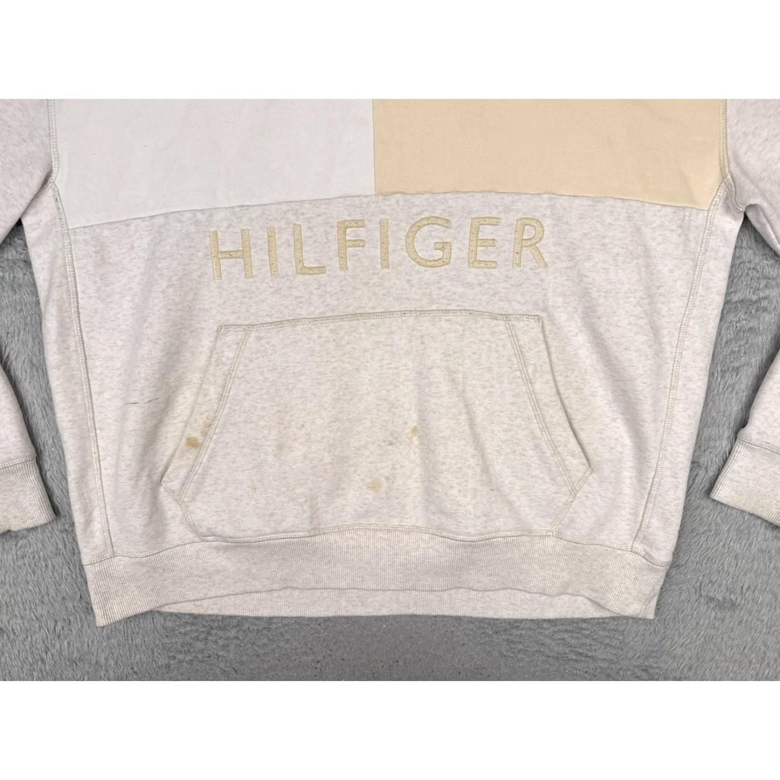 Tommy Hilfiger Tommy Hilfiger Sweater Hoodie Womens XXL Beige Colorblock Logo Jersey Pullover Size XXL / US 16-18 / IT 52-54 - 5 Thumbnail