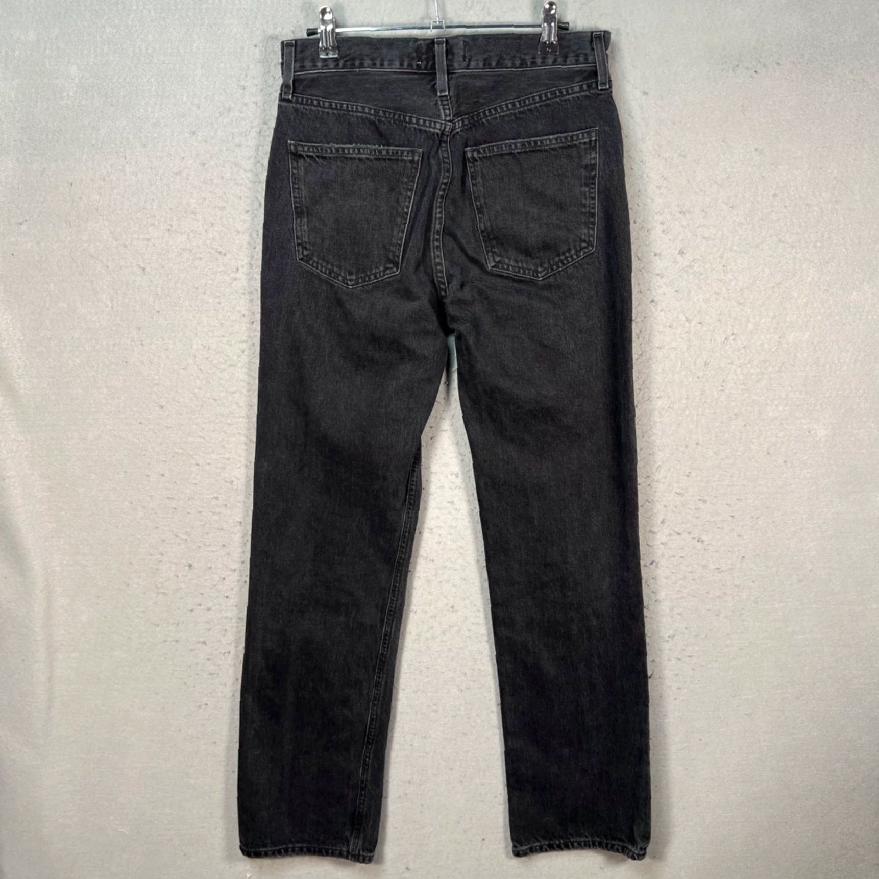Agolde AGOLDE Lana Slice Organic Denim Jeans Womens 27 Black 5-Pocket Design High Rise Straight Distressed Vintage No Size 27" / US 4 / IT 40 - 2 Thumbnail