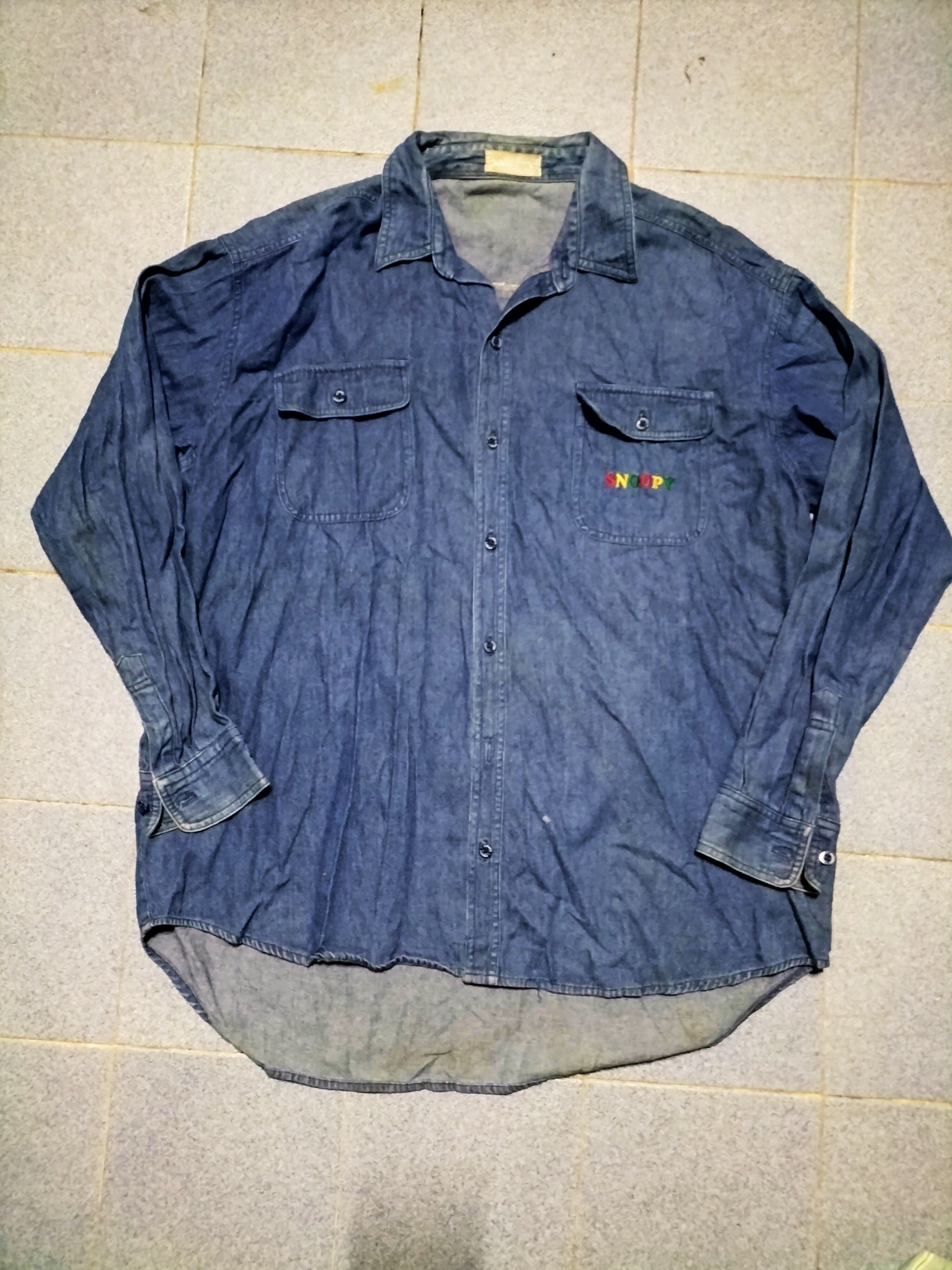 Cartoon Network Vintage Peanuts Snoopy Woodstock 90s Denim Shirts Size US L / EU 52-54 / 3 - 2 Thumbnail