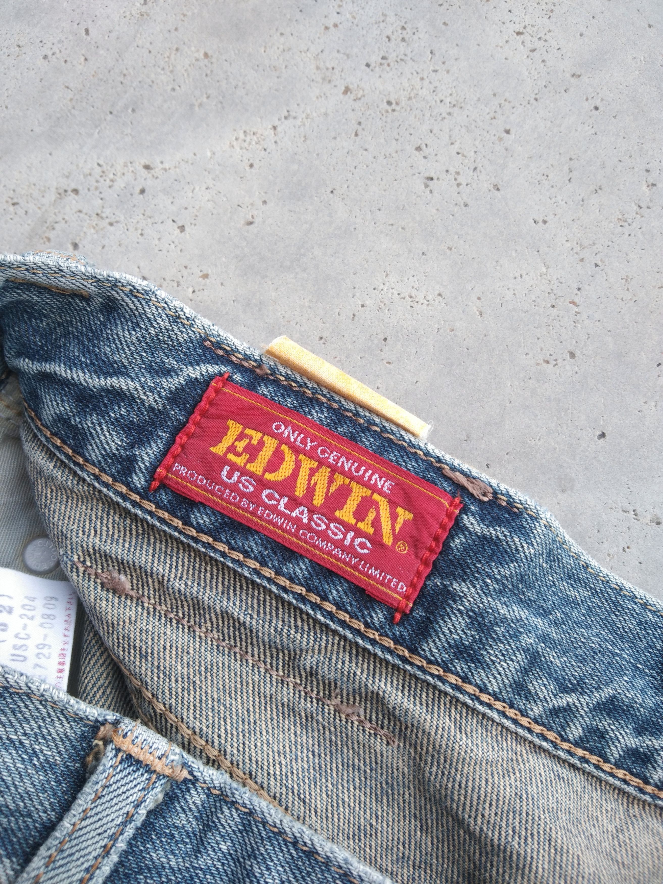 Japanese Brand Vintage Edwin Faded Blue Straight Leg Distressed Jeans Size US 30 / EU 46 - 6 Thumbnail