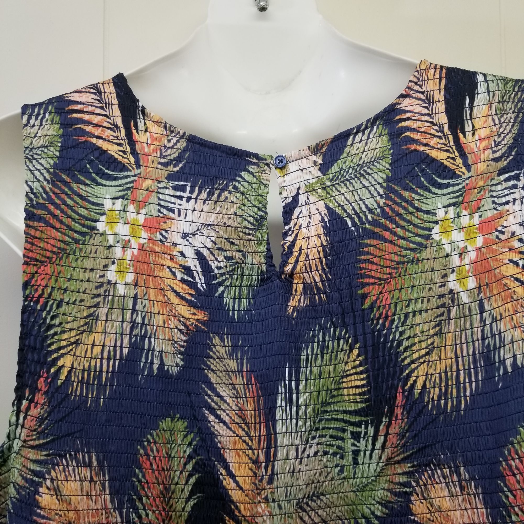 Other Terra Sky 3X Tropical Floral Dress Tiered Ruffle Sleeveless Size 3XL / US 20-22 - 6 Thumbnail