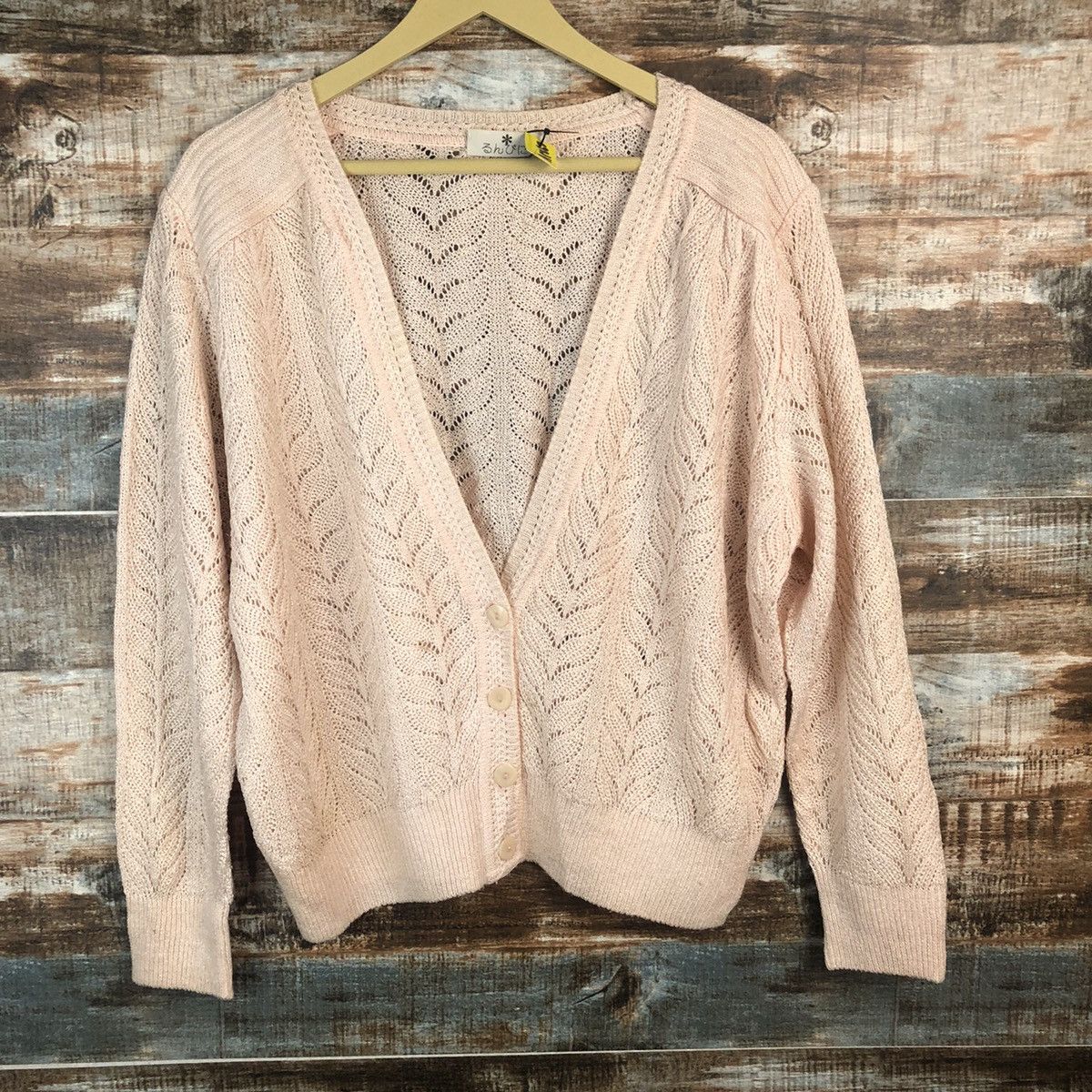 Japanese Brand Japanese Brand Pink vintage crochet Cardigan Knitwear #A1869 Size L / US 10 / IT 46 - 3 Thumbnail