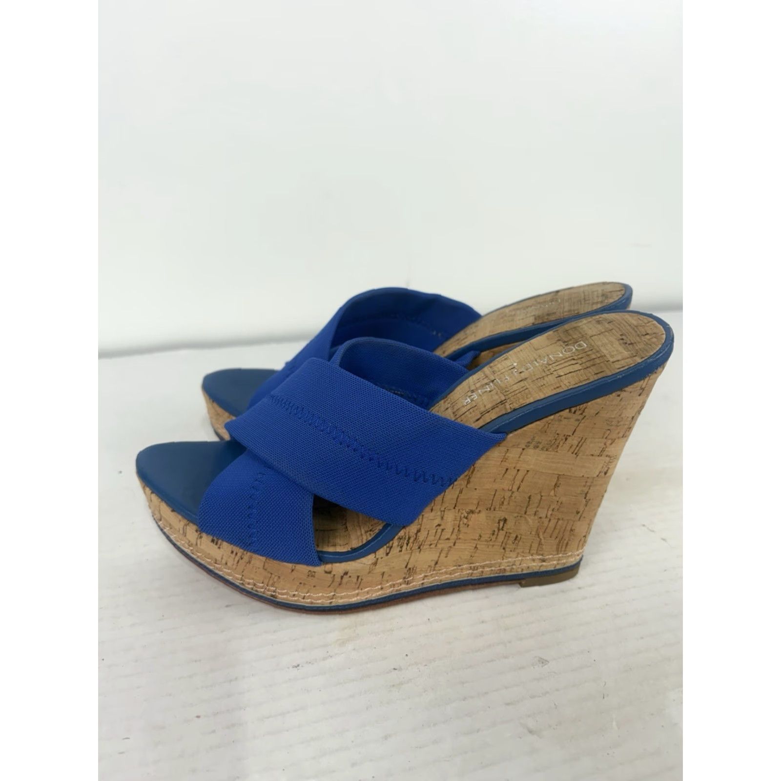 Donald Pliner VINTAGE Donald J Pliner Women's Wedge Slides Leather Outsole Blue Casual Summer 90s Size 8.5M Size US 8.5 / IT 38.5 - 4 Thumbnail
