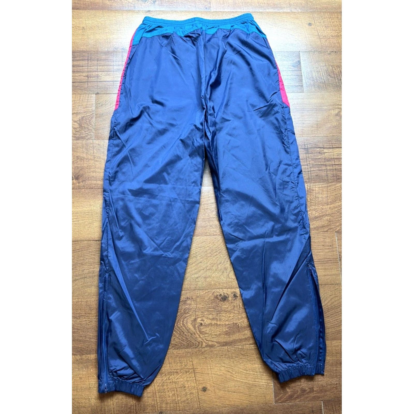 Nike VTG Nike UnLined Windbreaker Track Pants XL Blue Pink / Red Tag Mens Athletic 90s Night? Size US 36 / EU 52 - 3 Thumbnail