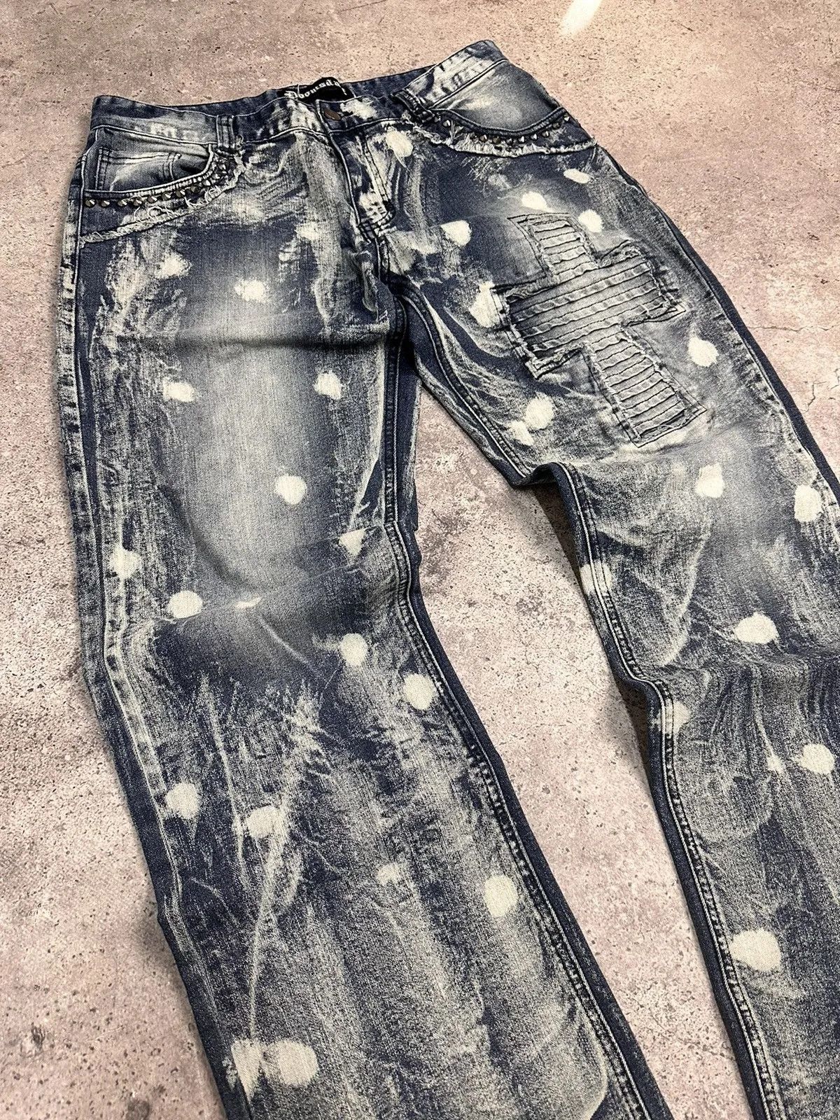 Tornado Mart 👉 Vintage Gothic Cargo Pants Y2K Chrome Ed Hardy Style Size US 34 / EU 50 - 5 Thumbnail