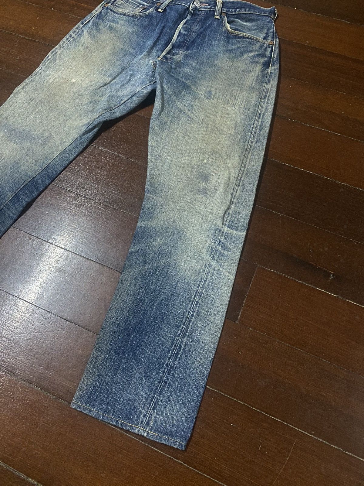 Denime Vintage 90s DENIME Japan Selvedge Distressed patch leather Size US 34 / EU 50 - 3 Thumbnail