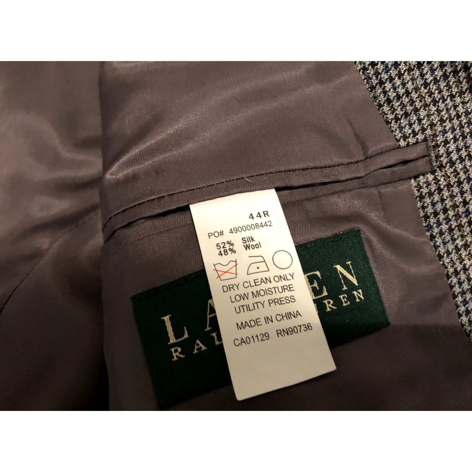 Ralph Lauren Ralph Lauren Blazer Shirt? Actually: Ralph Lauren Houndstooth Gray Plaid Blazer Jacket Silk Wool Mens 44R Size 44R - 4 Thumbnail